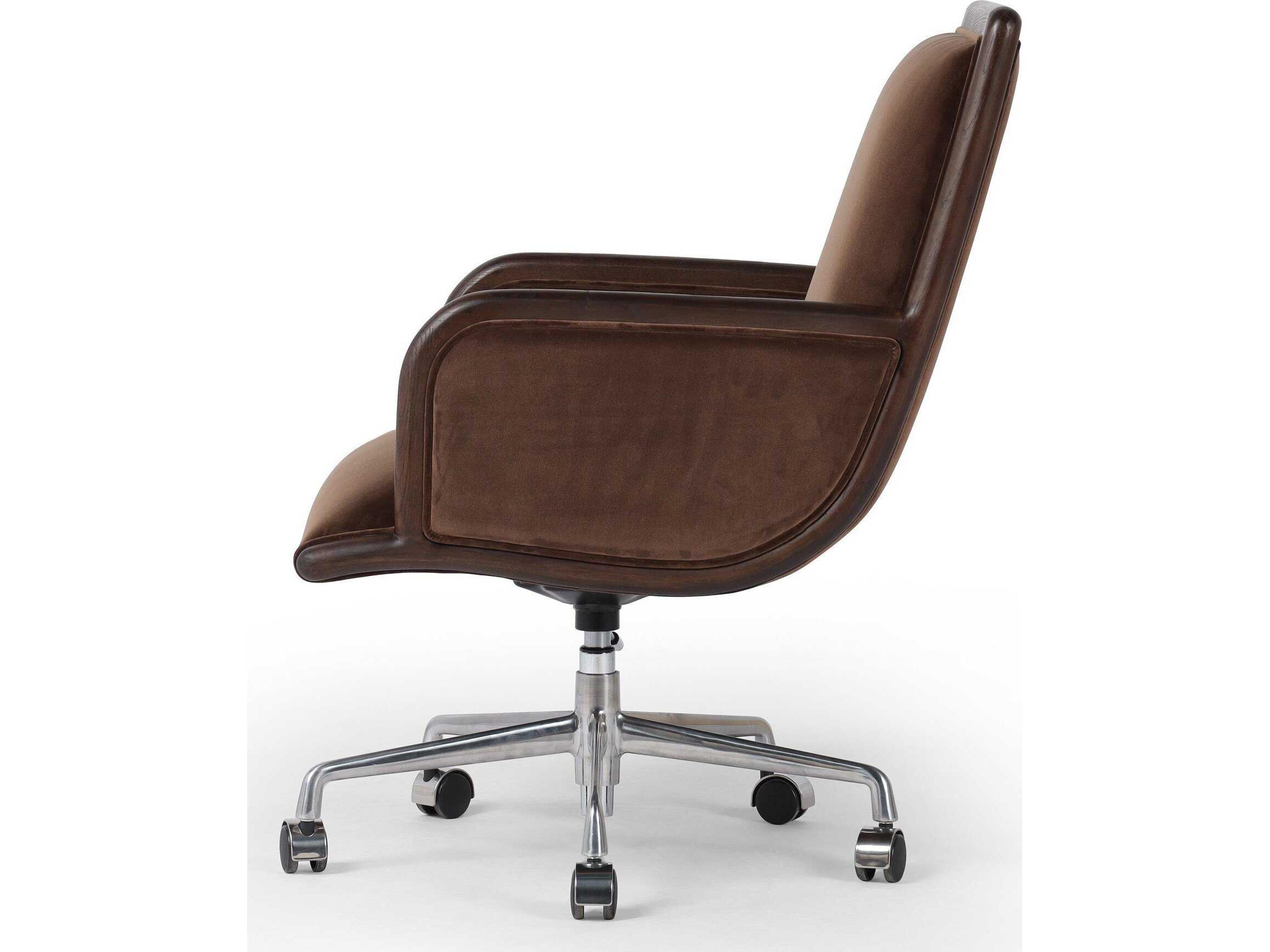 Four Hands Allston Brown Upholstered Adjustable Swivel Computer Office Chair