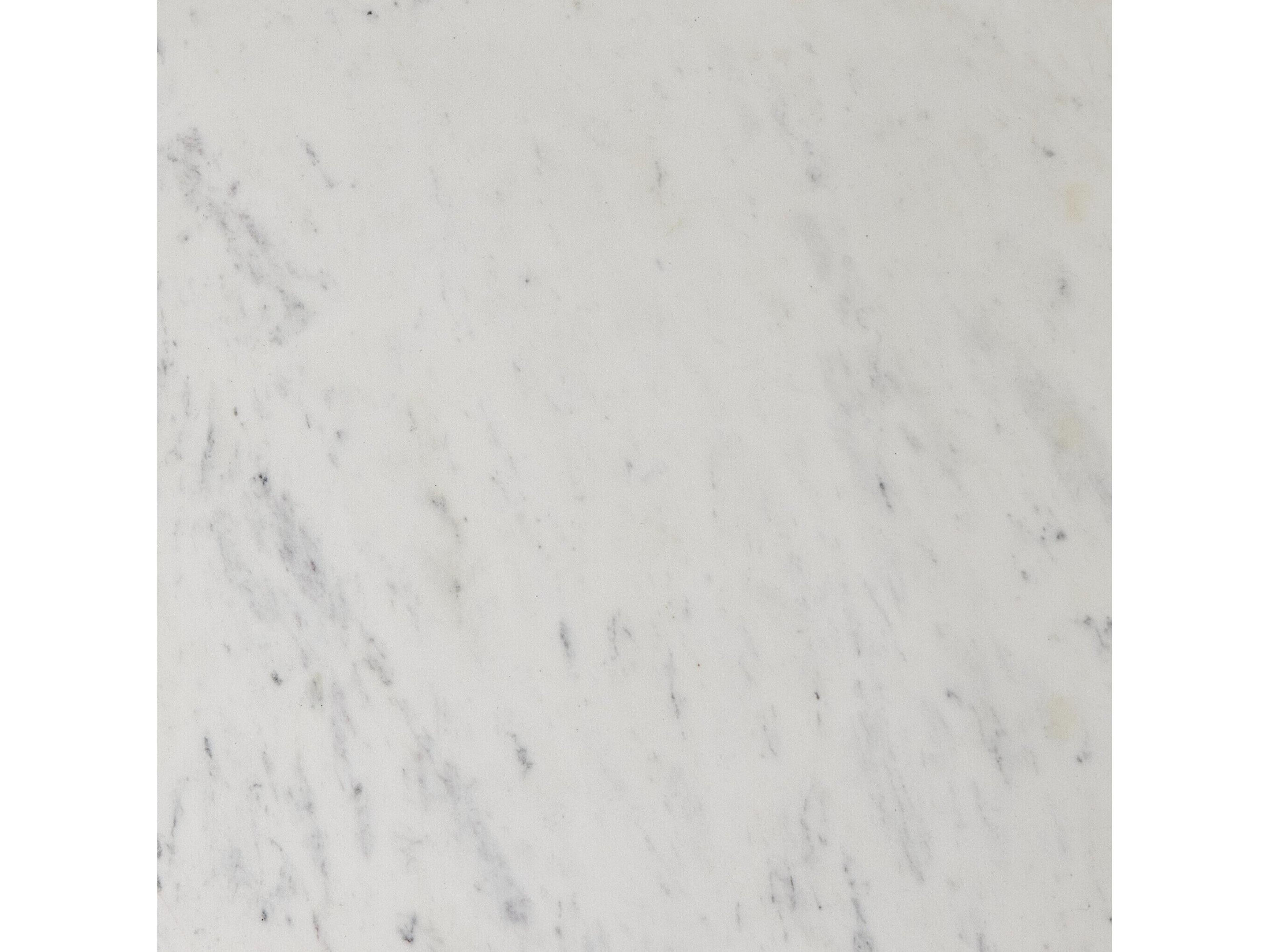 Four Hands Element Square White Marble Hammered Black Iron End Table