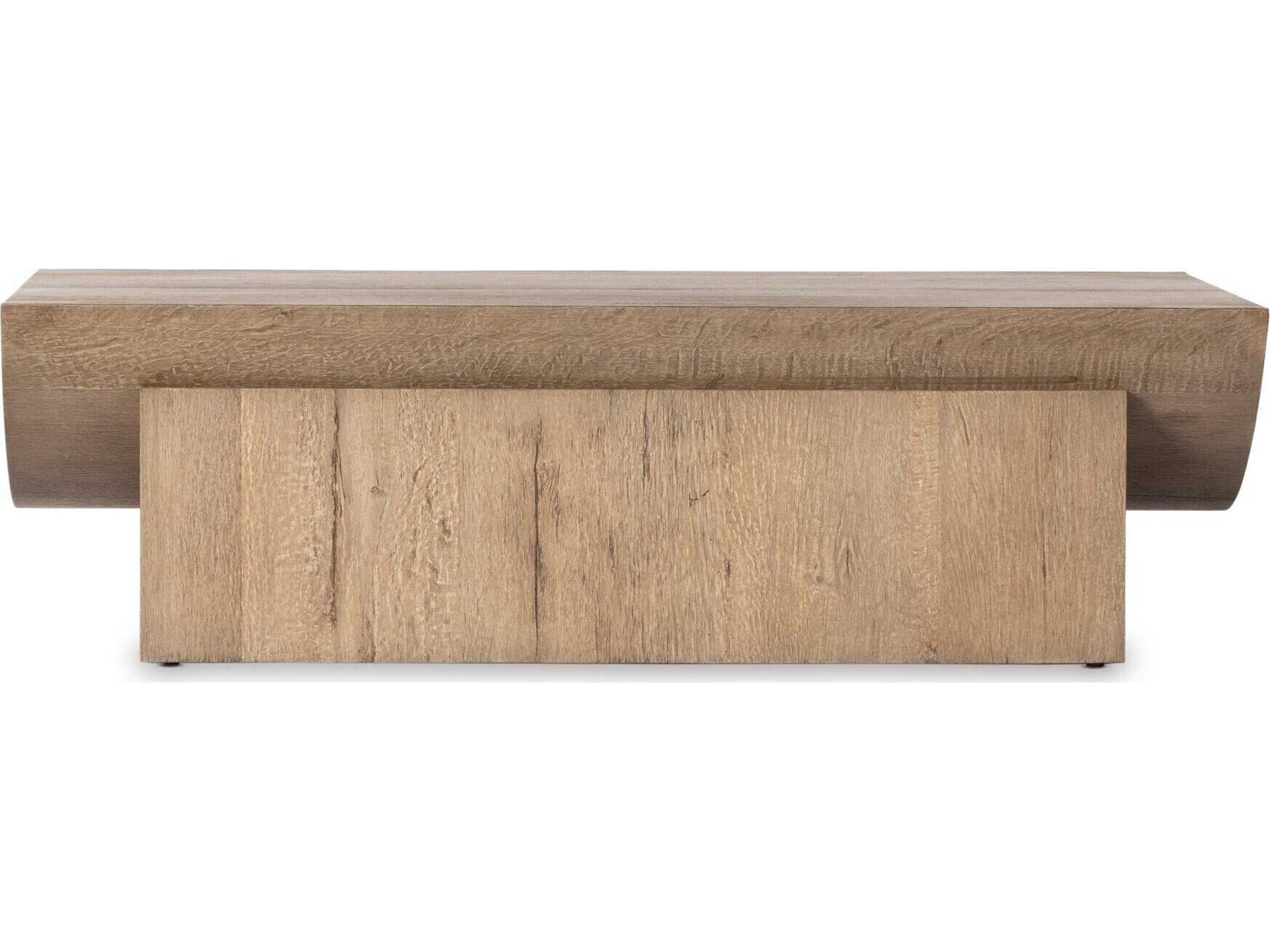 Four Hands Wesson Elbert Rectangular Wood Rustic Oak Veneer Guanacaste Oyster Coffee Table
