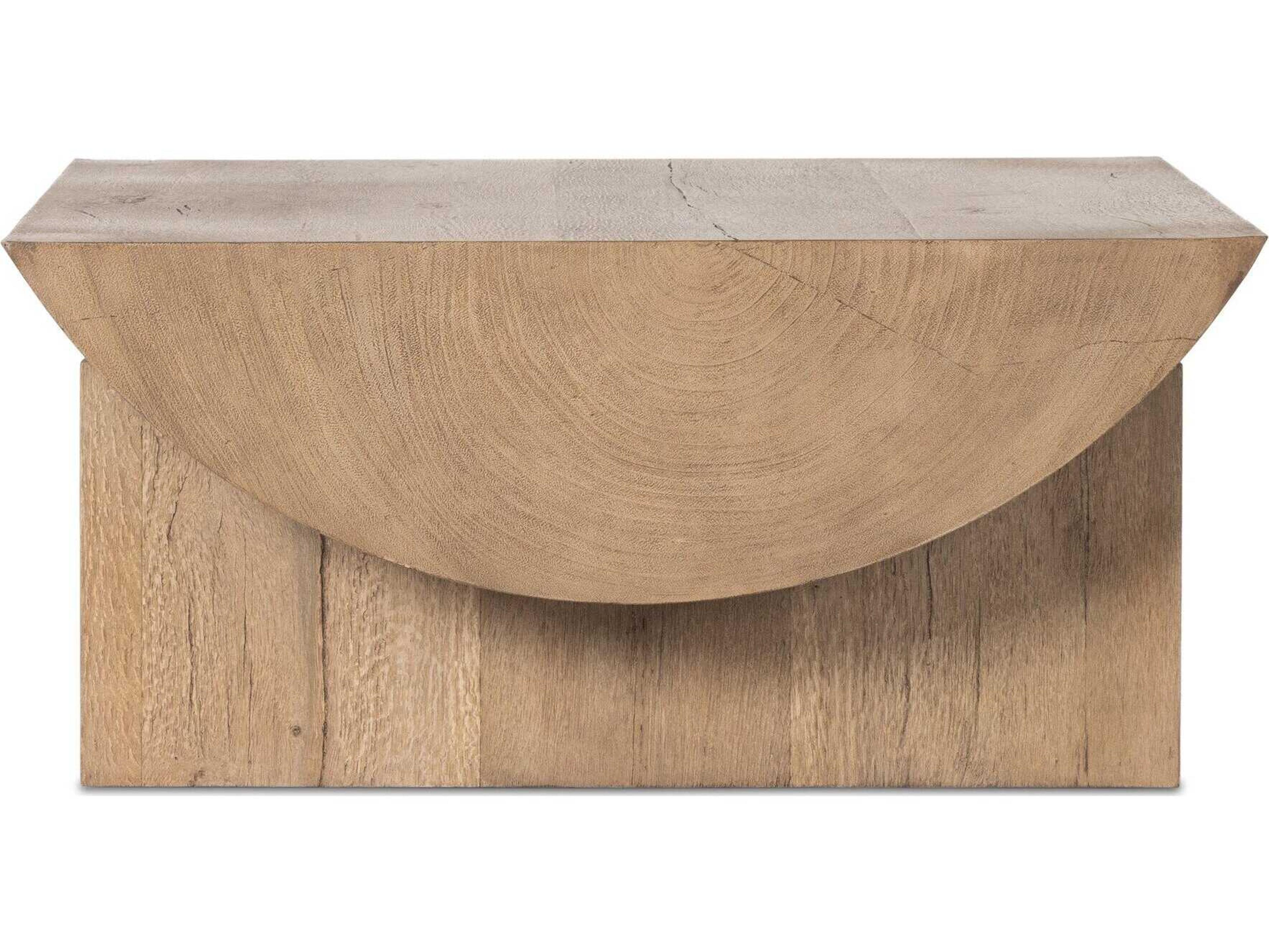 Four Hands Wesson Elbert Rectangular Wood Rustic Oak Veneer Guanacaste Oyster Coffee Table