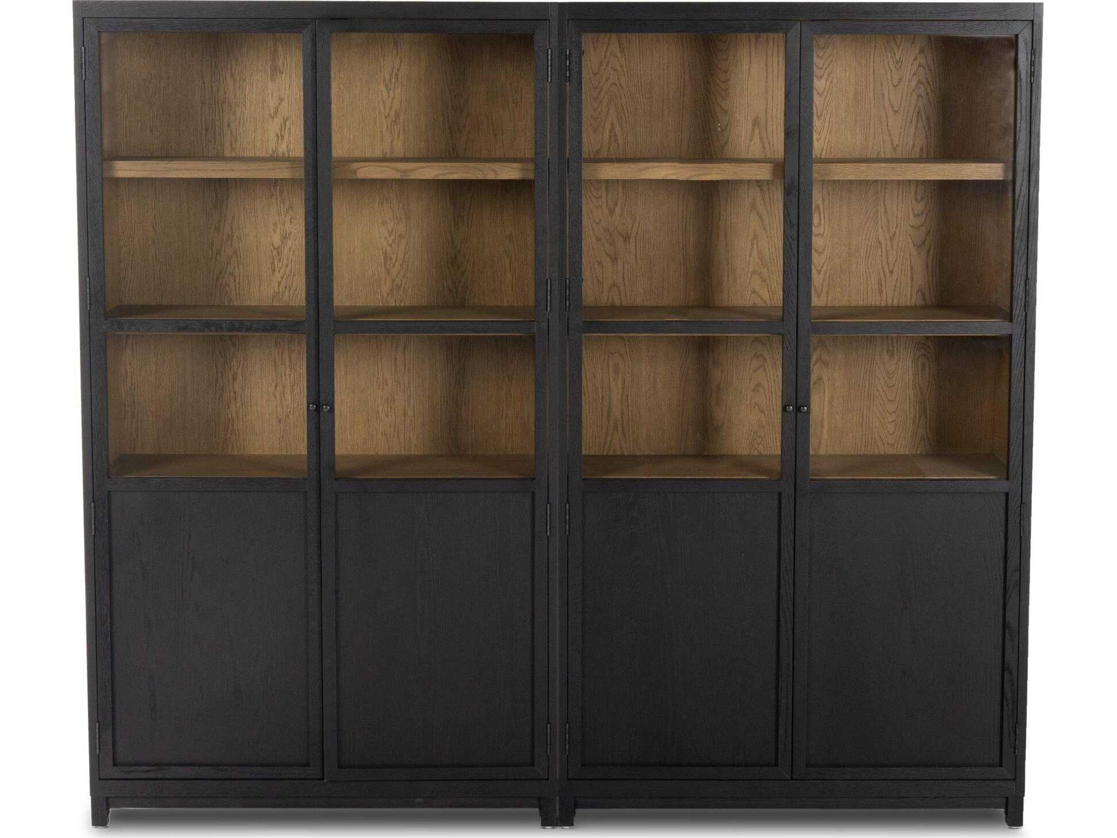 Four Hands Irondale Millie Oak Wood Drifted Matte Black Display Cabinet