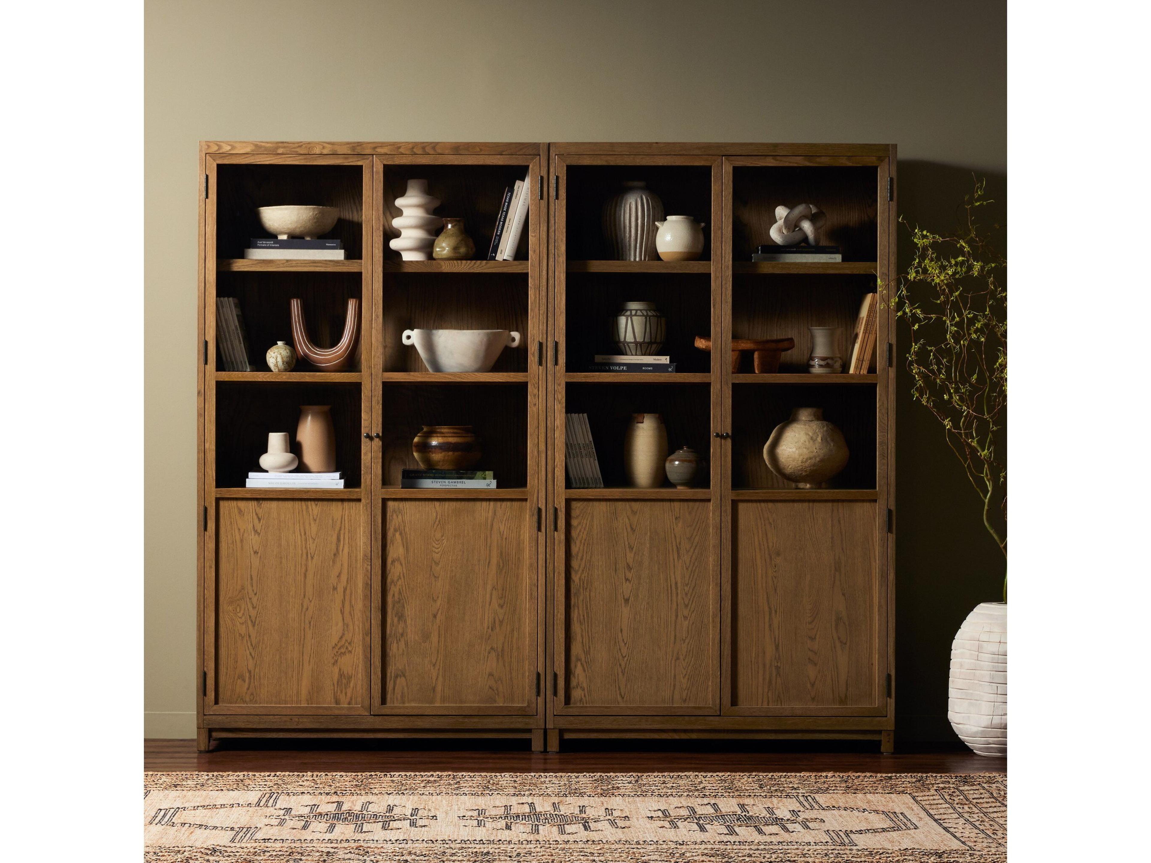 Four Hands Irondale Millie Oak Wood Drifted Display Cabinet