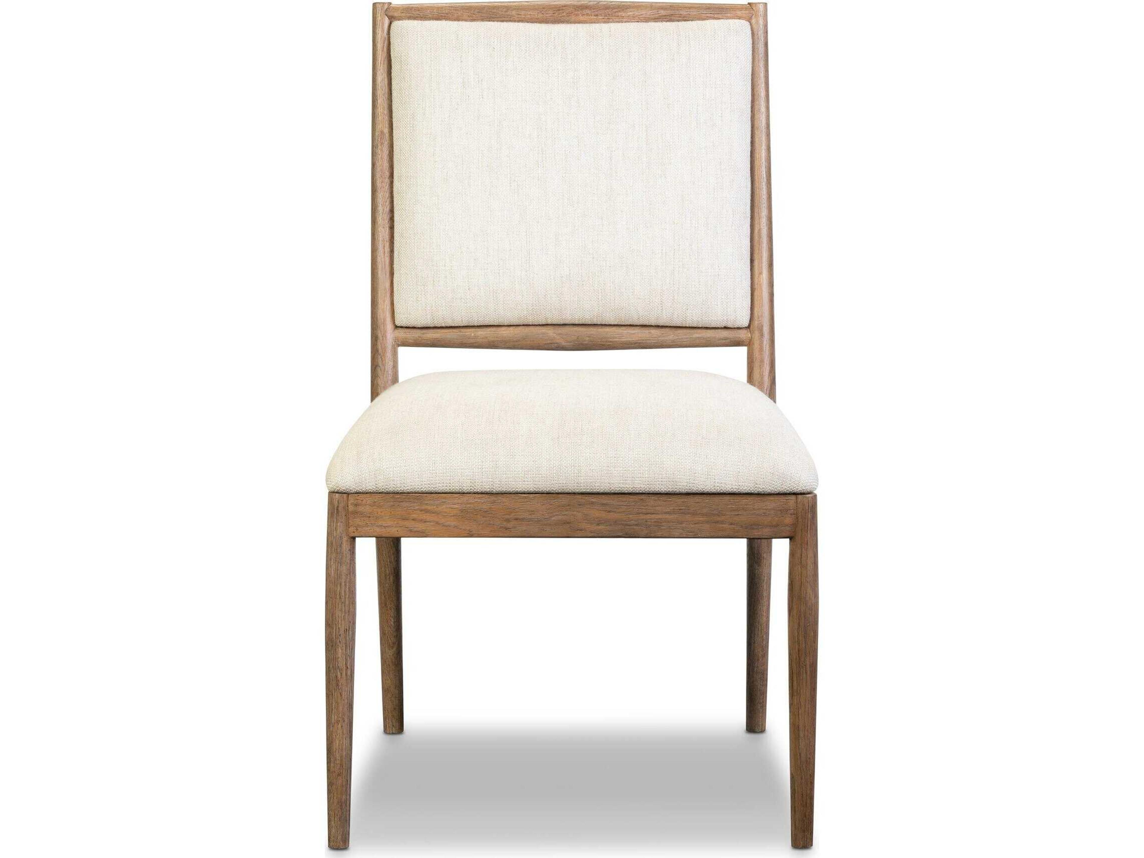 Four Hands Bolton Glenview Oak Wood Beige Upholstered Side Dining Chair