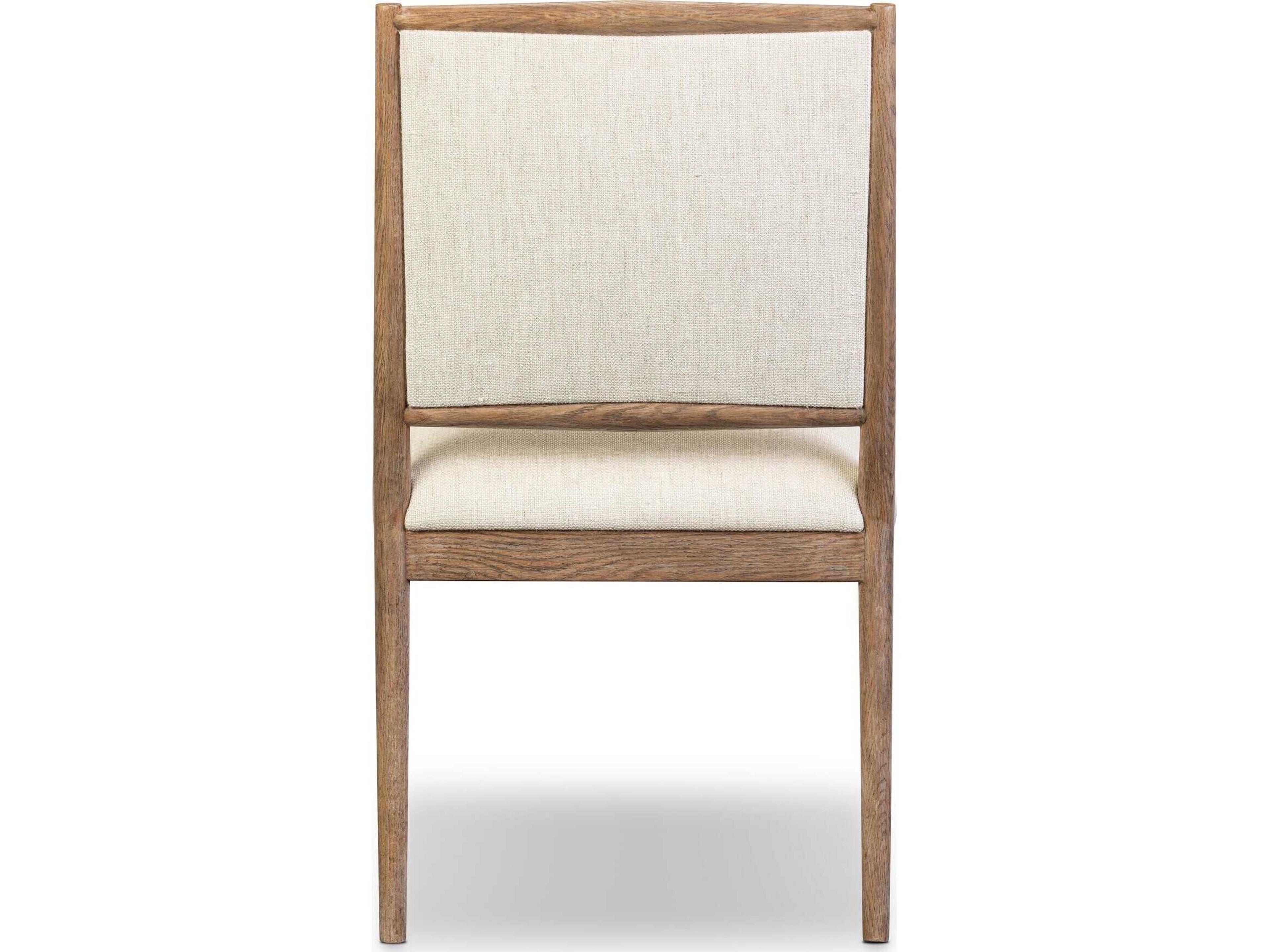 Four Hands Bolton Glenview Oak Wood Beige Upholstered Side Dining Chair