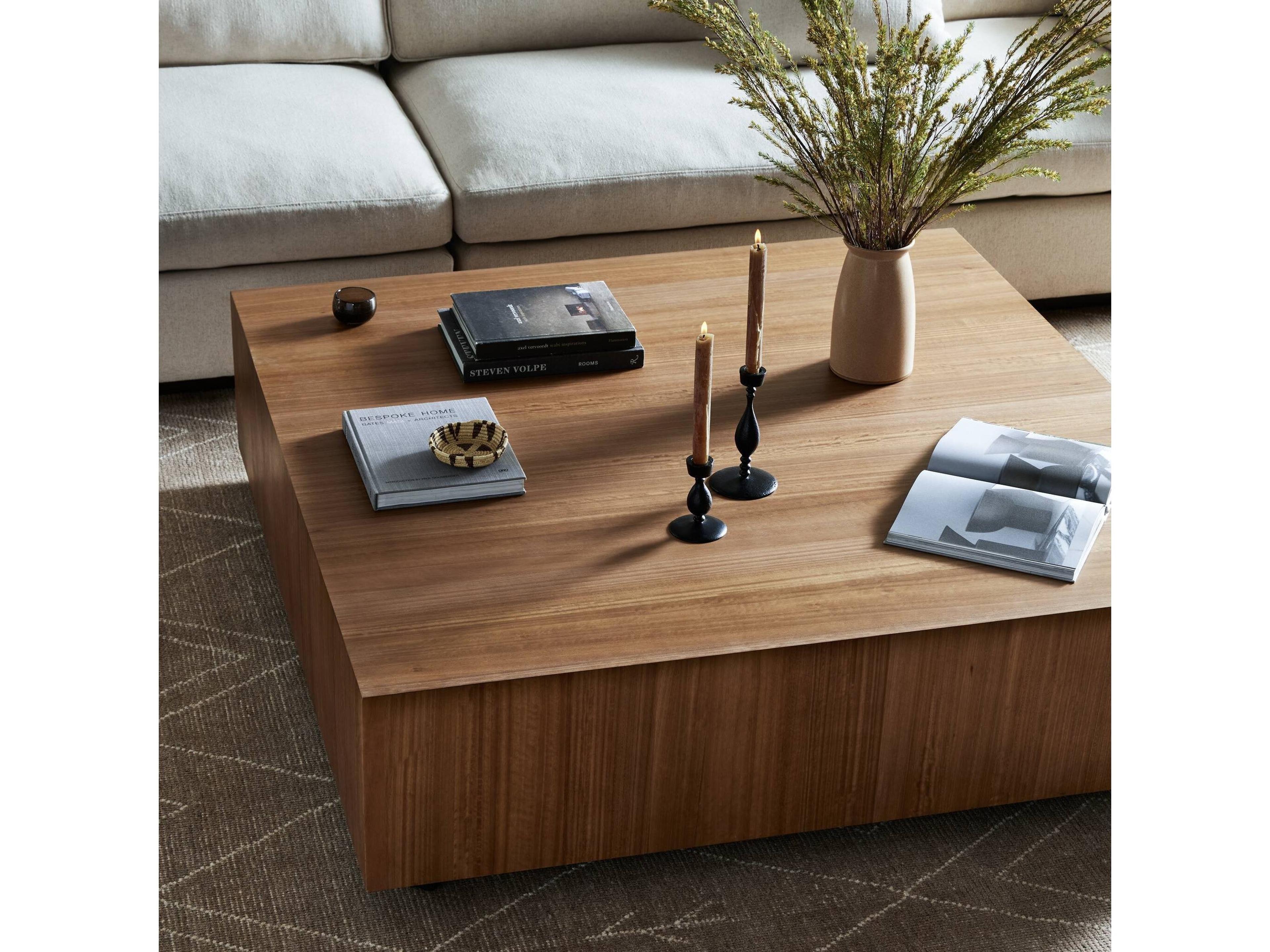 Four Hands Wesson Hudson Square Wood Black Pine Natural Yukas Coffee Table