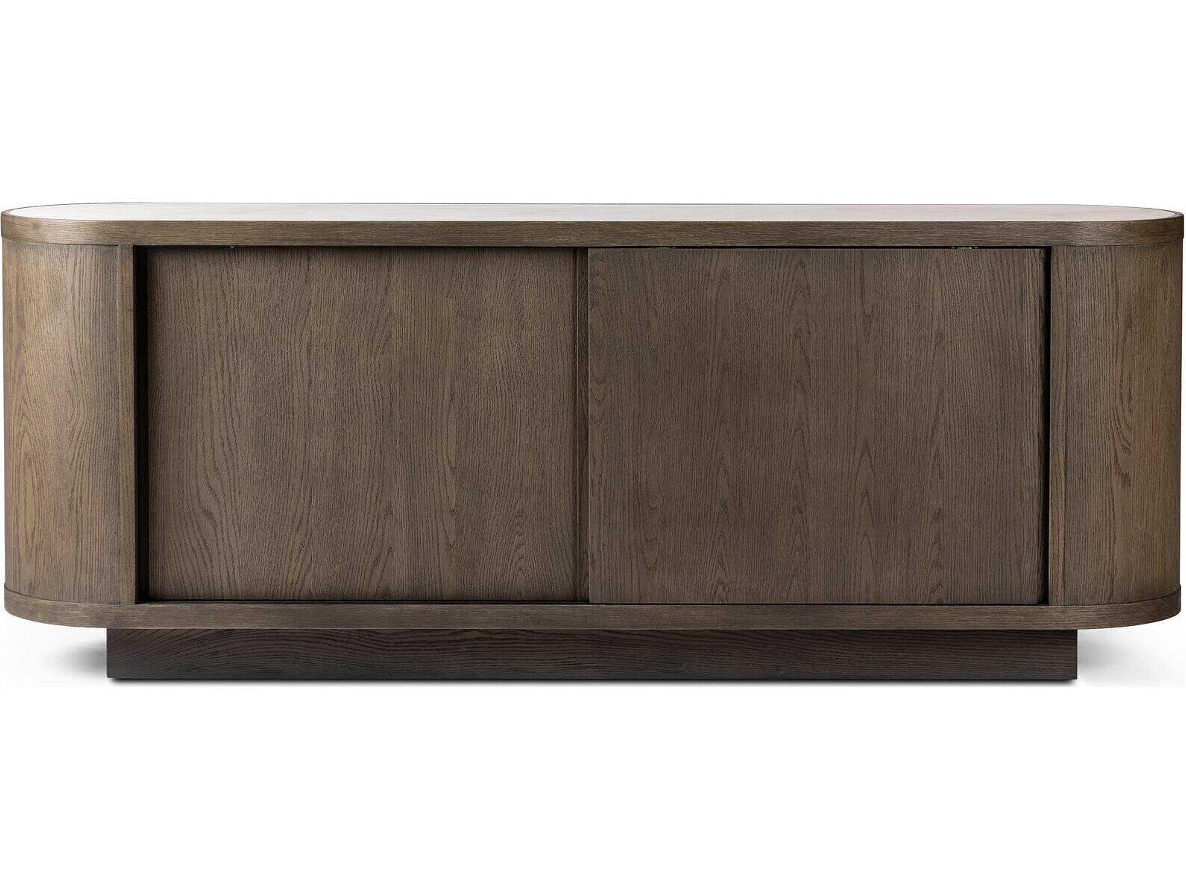 Four Hands Westgate 80" Oak Wood Weathered Dark White Marble Sideboard