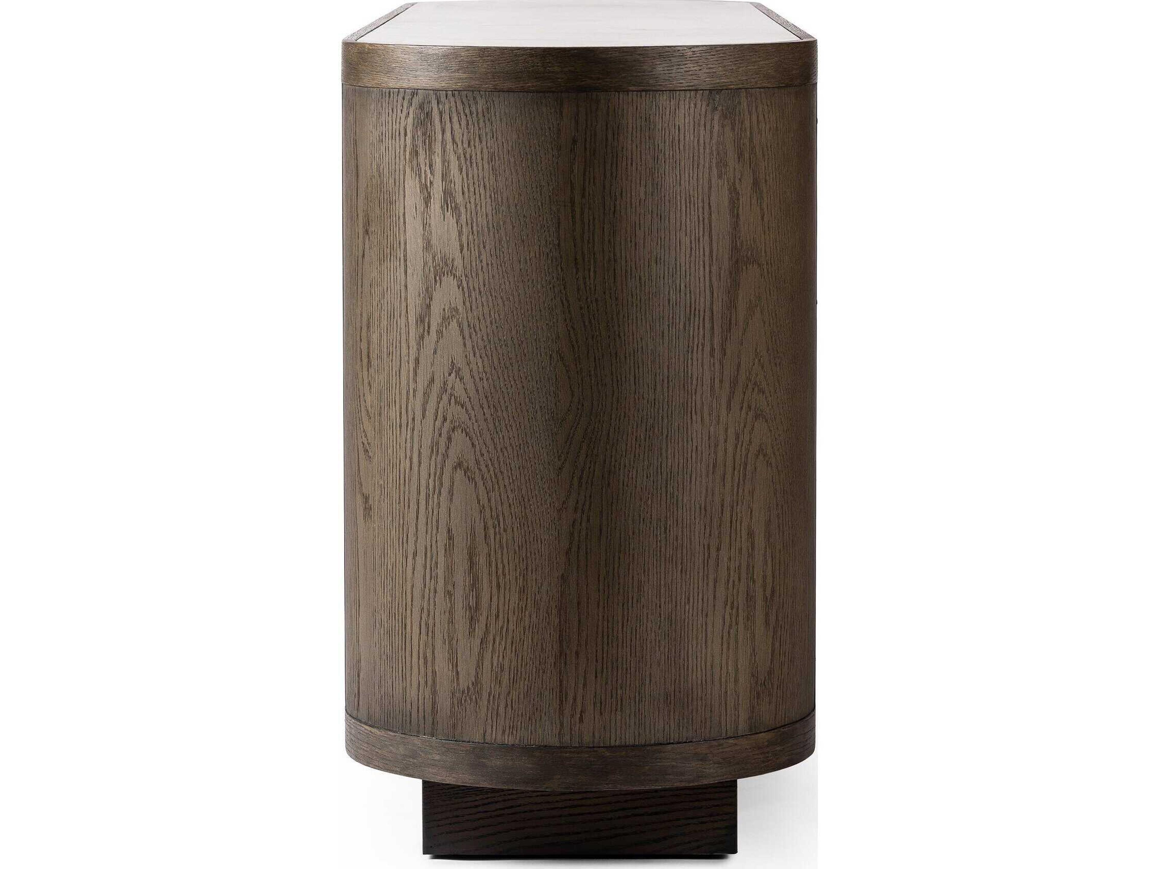 Four Hands Westgate 80" Oak Wood Weathered Dark White Marble Sideboard