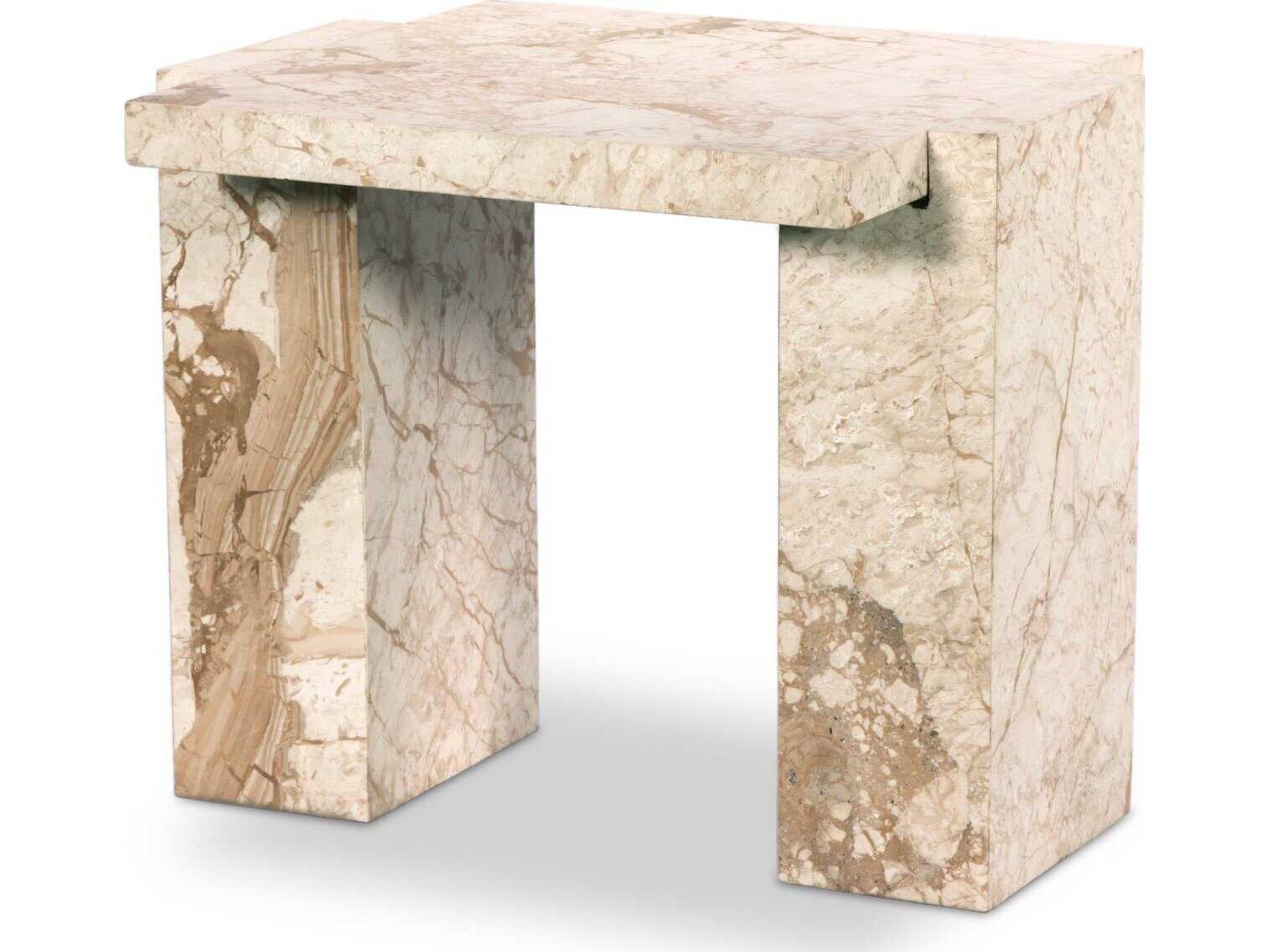 Element Rectangular Desert Taupe Marble End Table