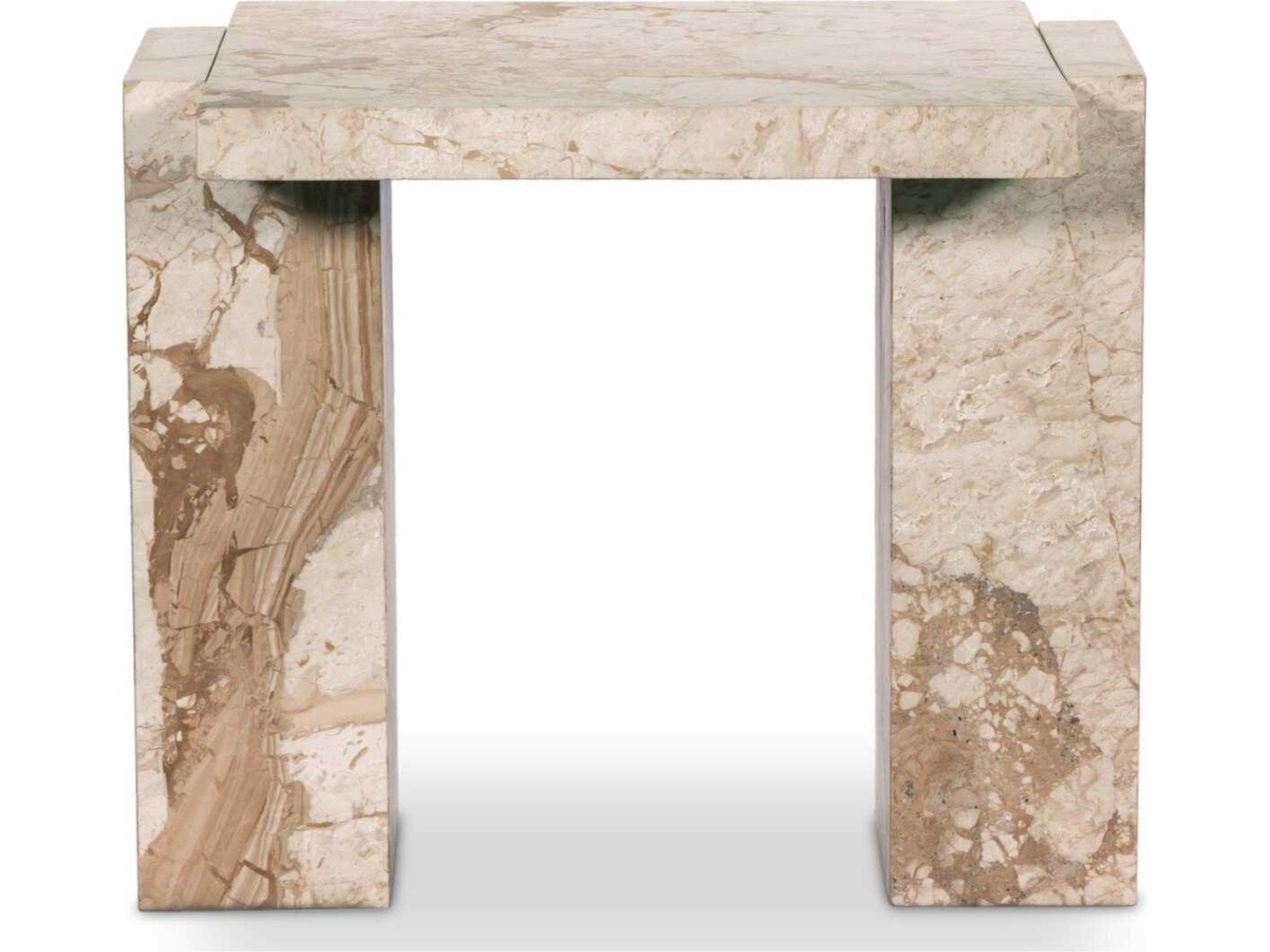 Four Hands Element Rectangular Desert Taupe Marble End Table