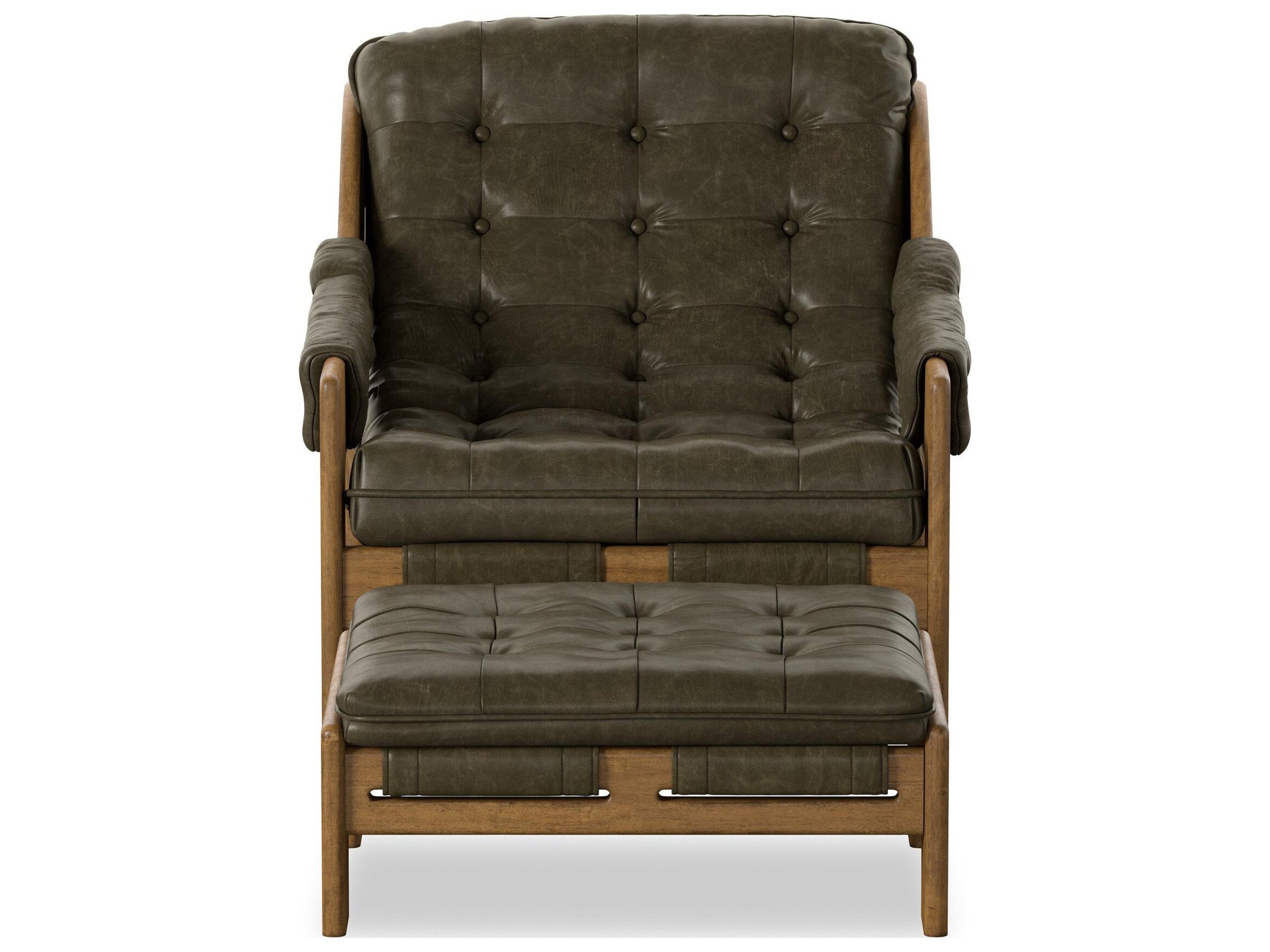 Four Hands Kensington Dulane Moss Leather Accent Chair