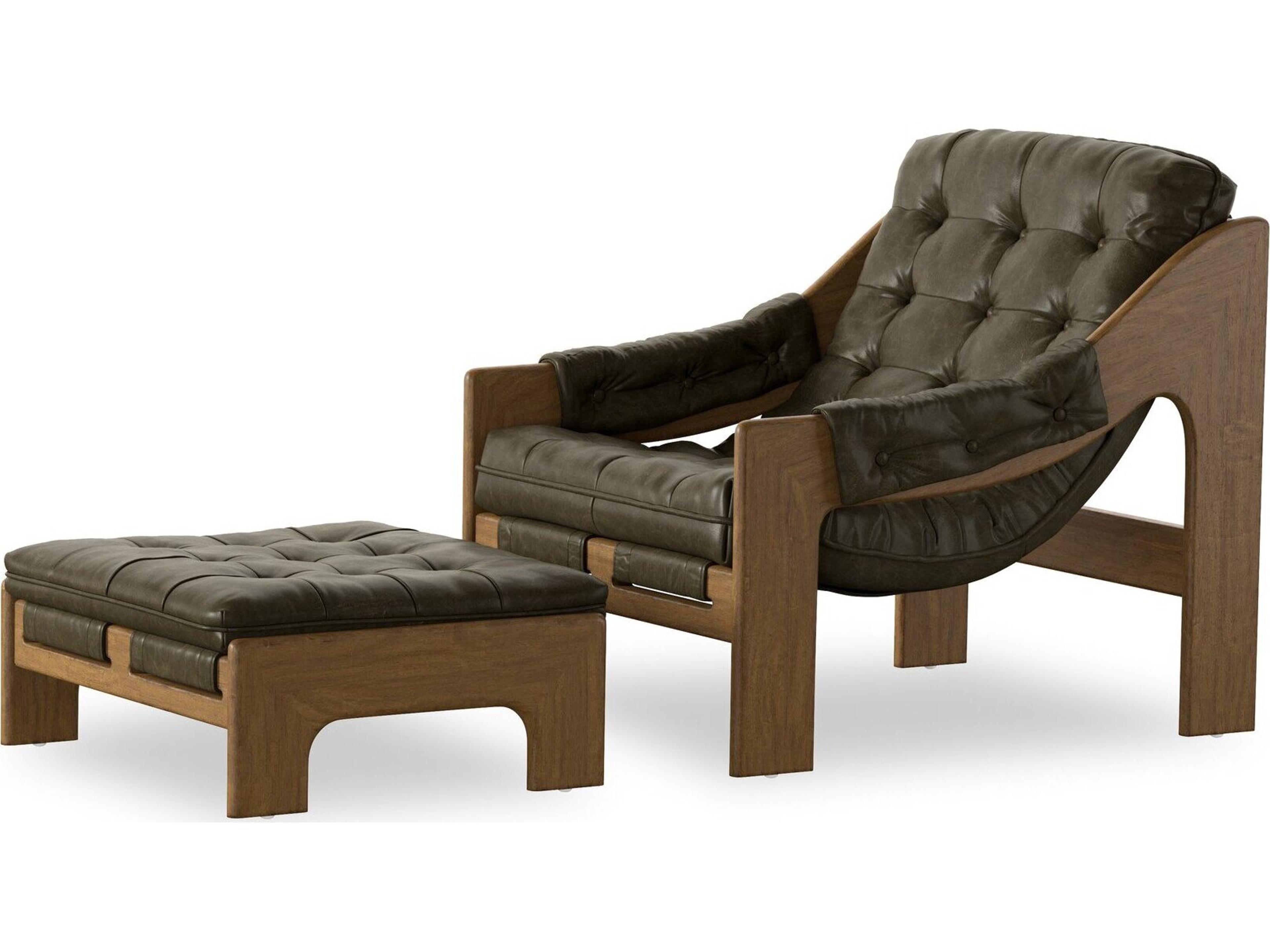 Four Hands Kensington Dulane Moss Leather Accent Chair