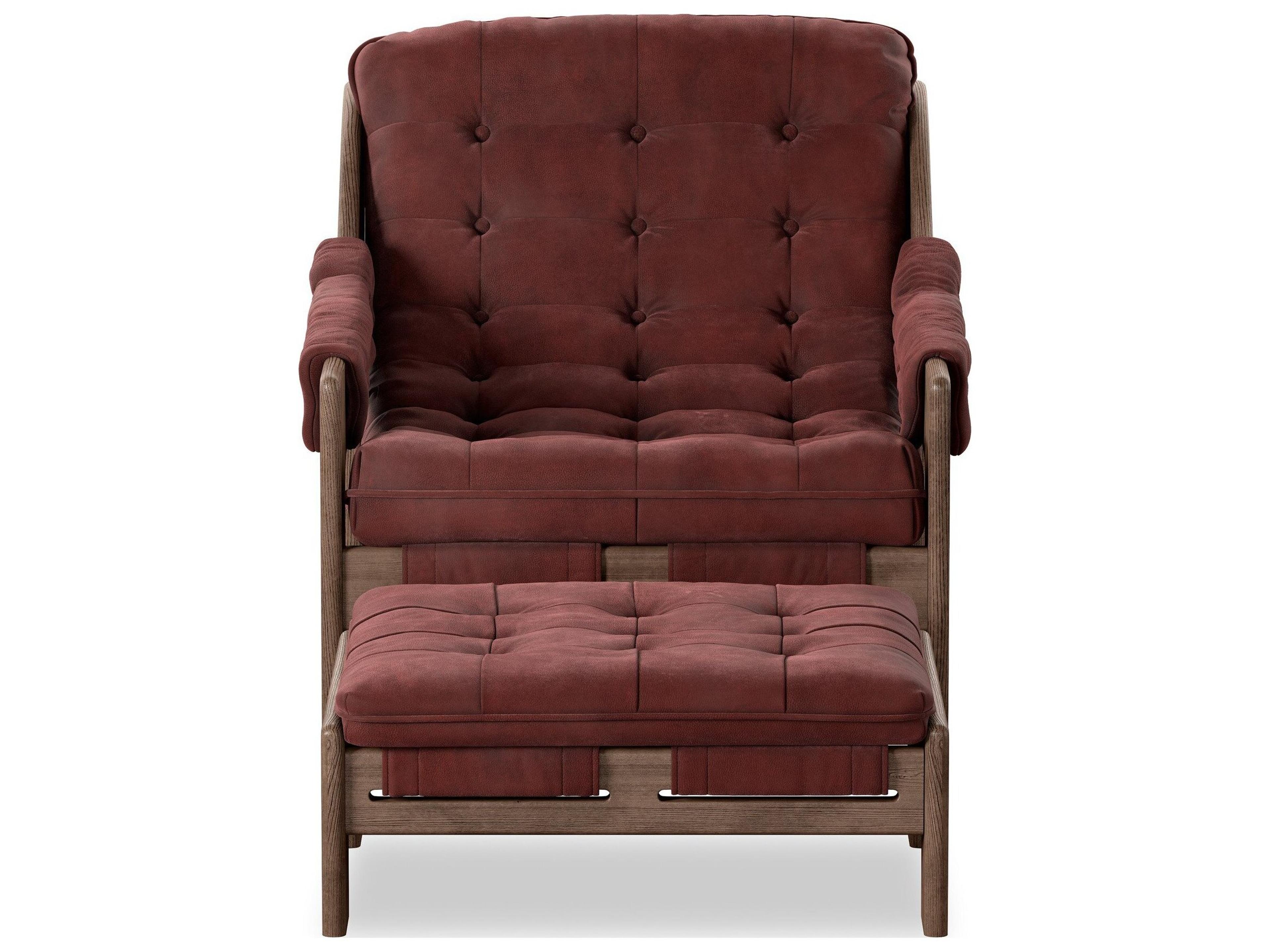 Four Hands Kensington Nubuck Burgundy Leather Accent Chair