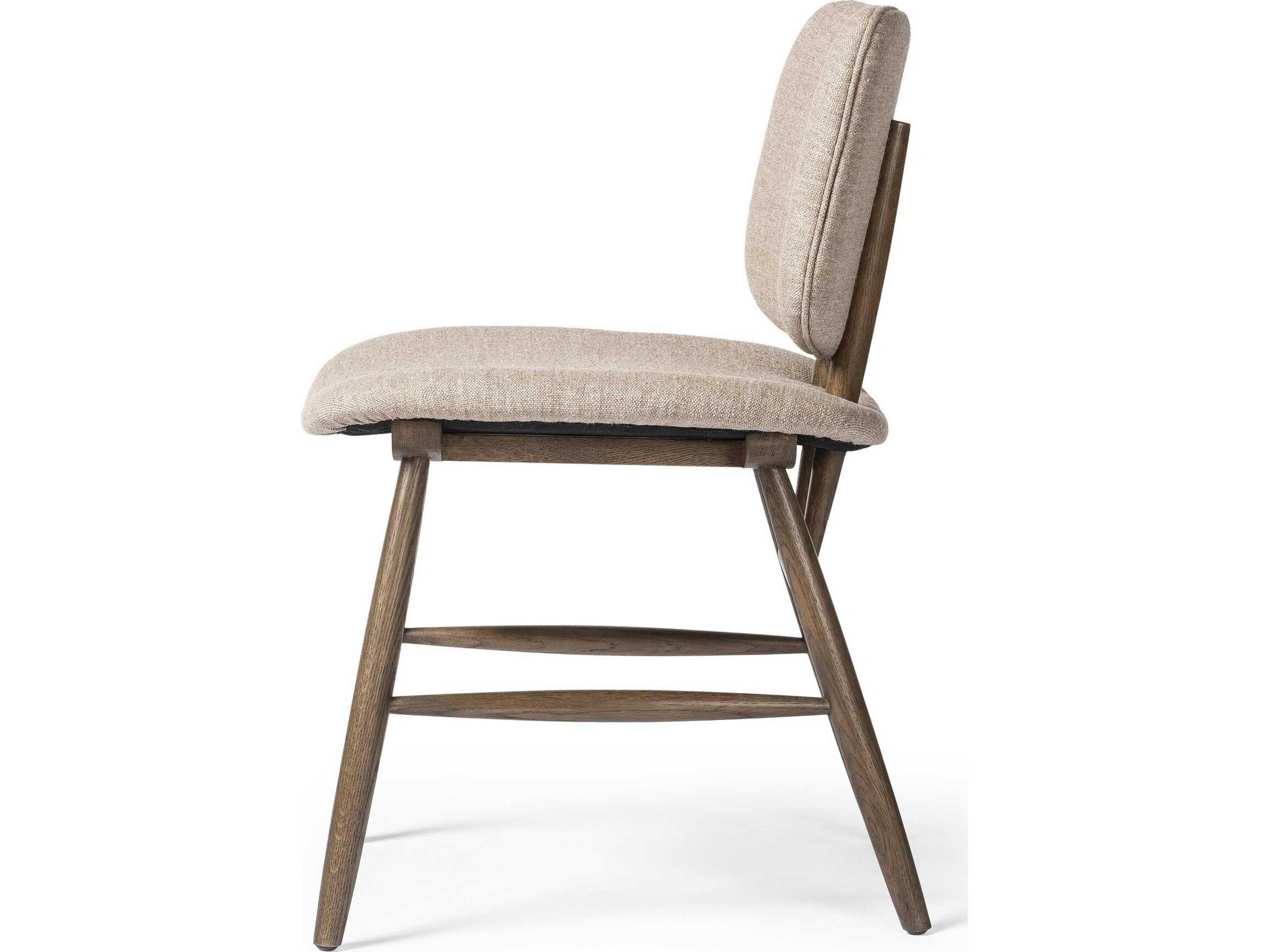 Four Hands Irondale Oak Wood Brown Upholstered Armless Dining Chair