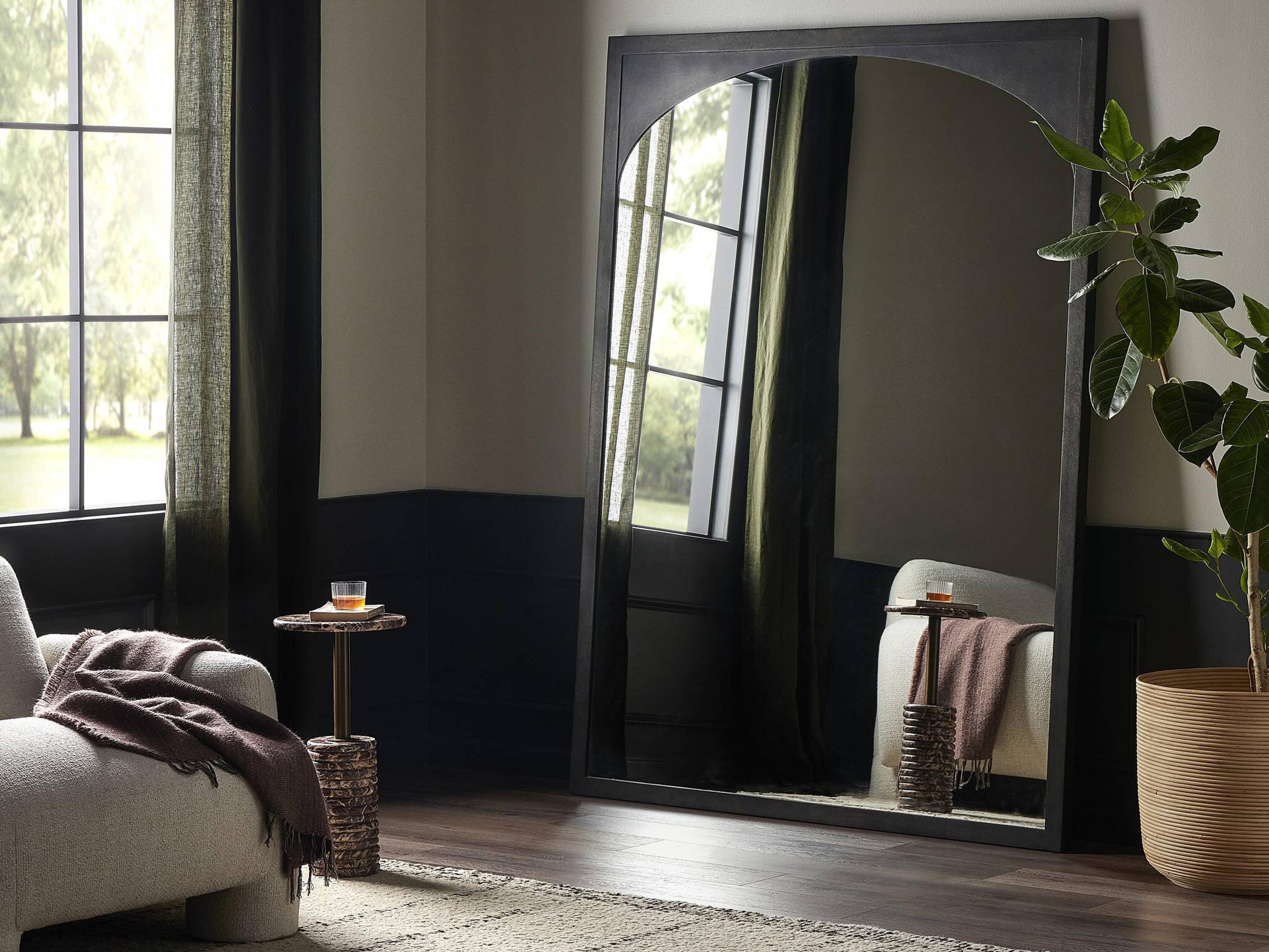 Four Hands Marlow Troyes Rectangular Burnished Charcoal Floor Mirror