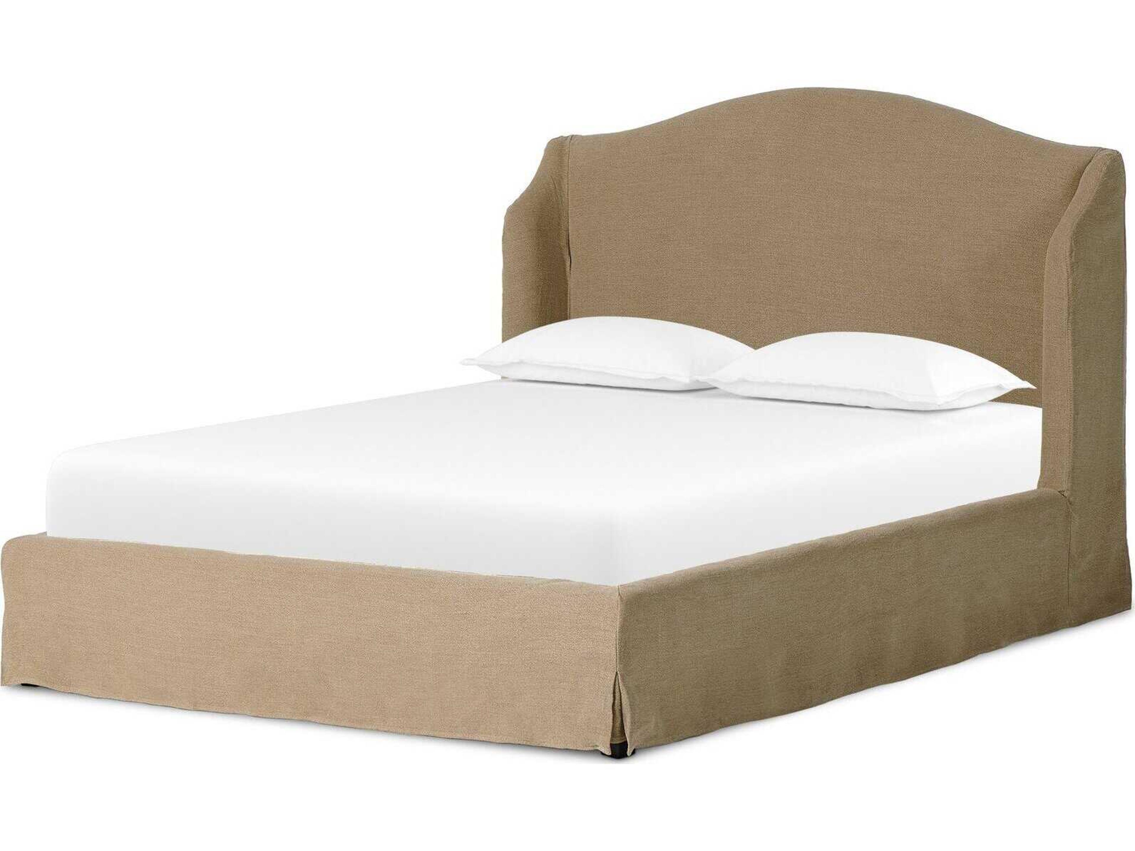 Norwood Meryl Broadway Canvas Black Parawood Beige Parrawood Upholstered Queen Platform Bed