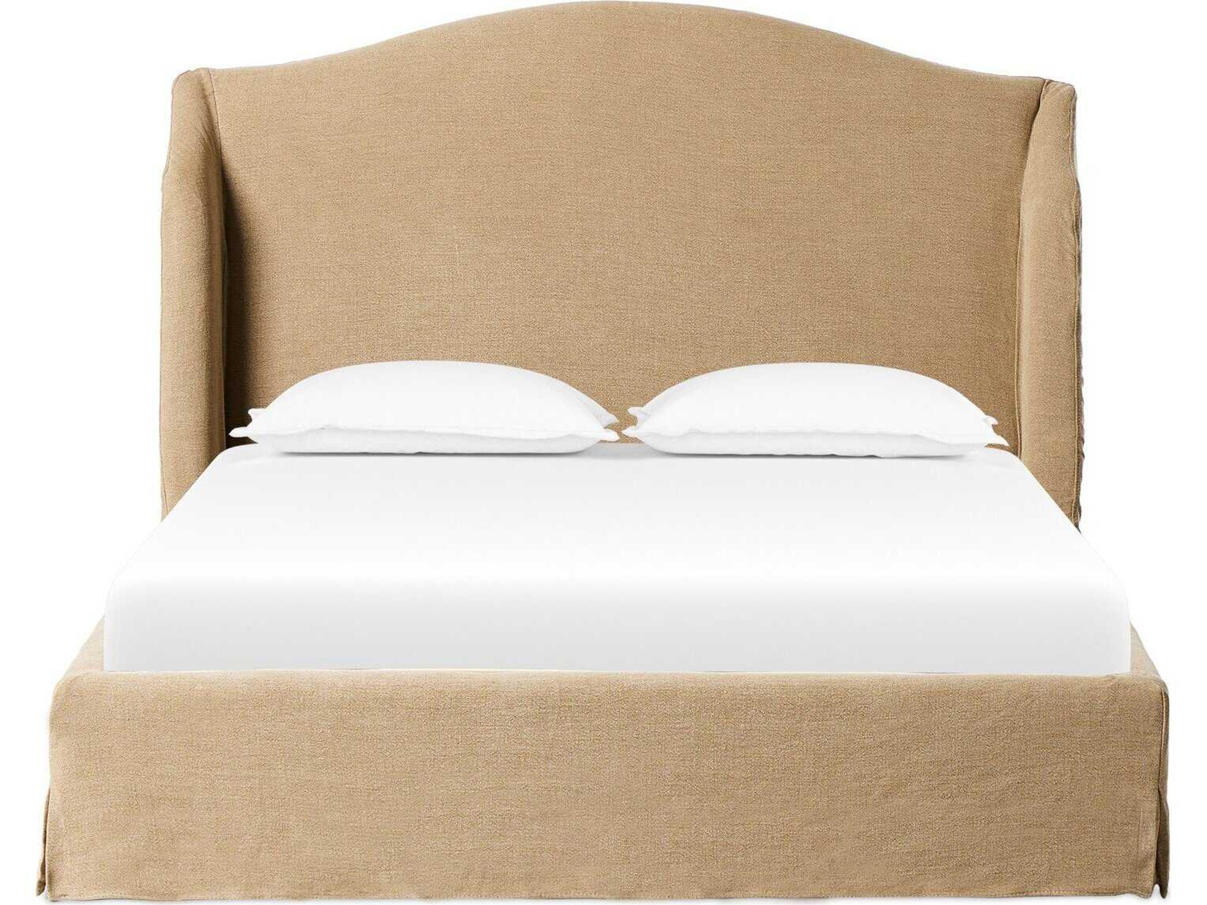 Four Hands Norwood Meryl Broadway Canvas Black Parawood Beige Parrawood Upholstered King Platform Bed