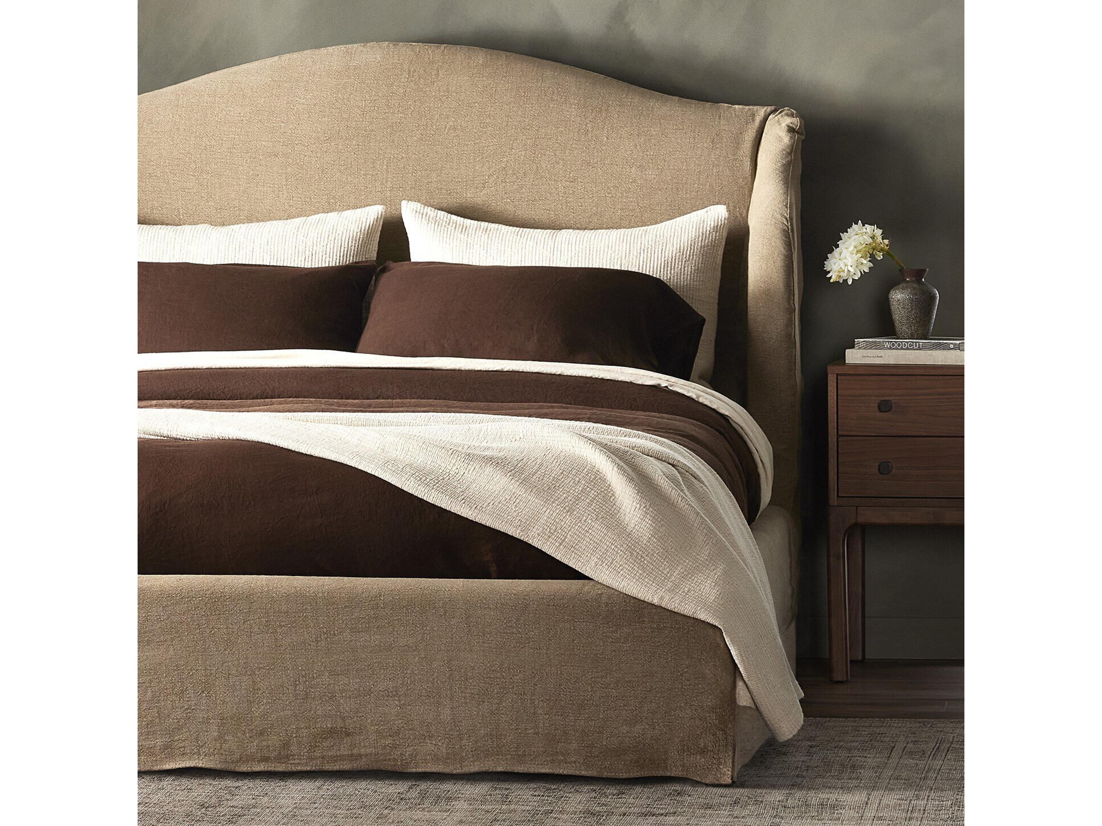 Four Hands Norwood Meryl Broadway Canvas Black Parawood Beige Parrawood Upholstered King Platform Bed