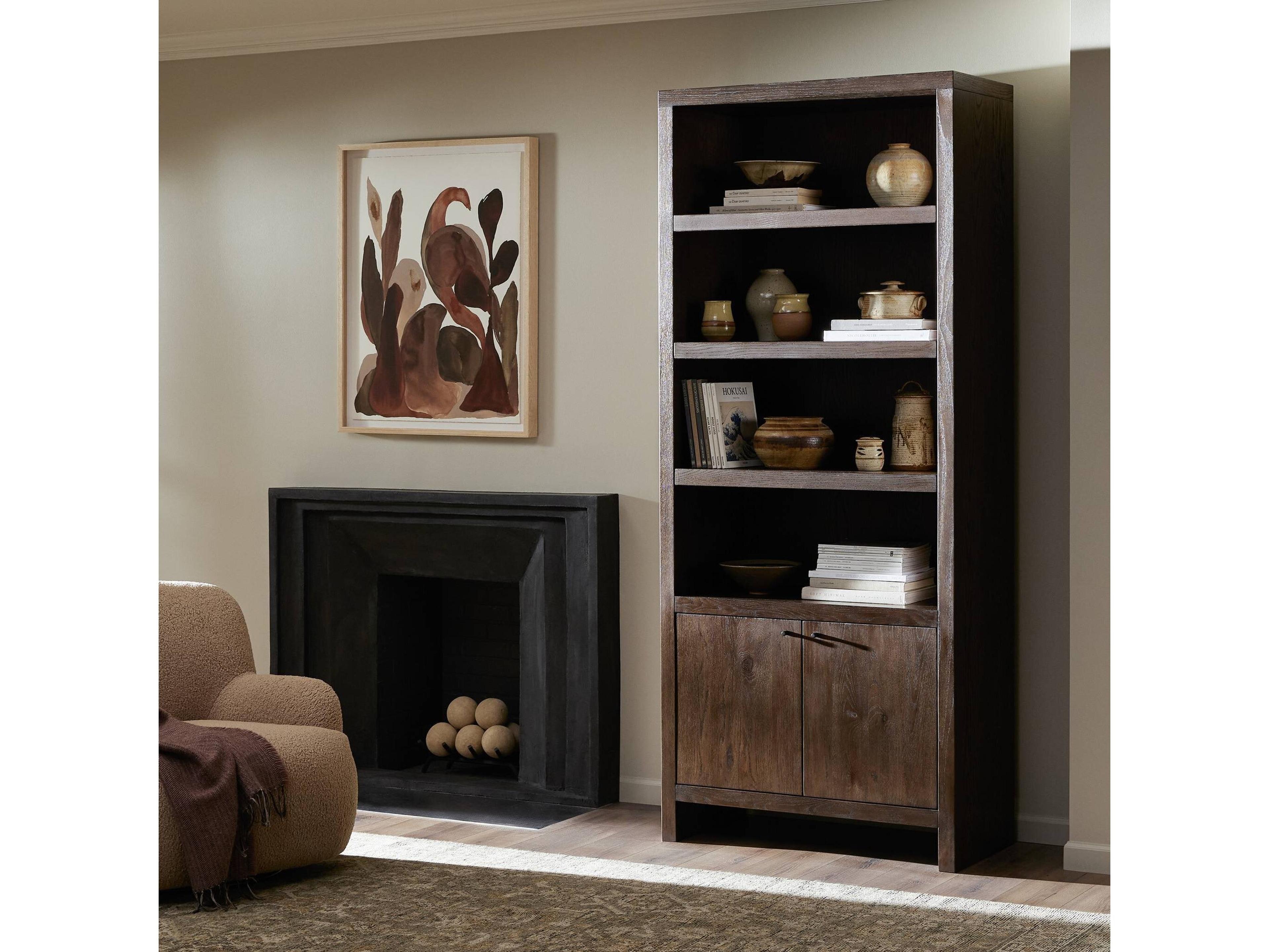 Four Hands Hamilton Umber Oak Veneer Bookcase