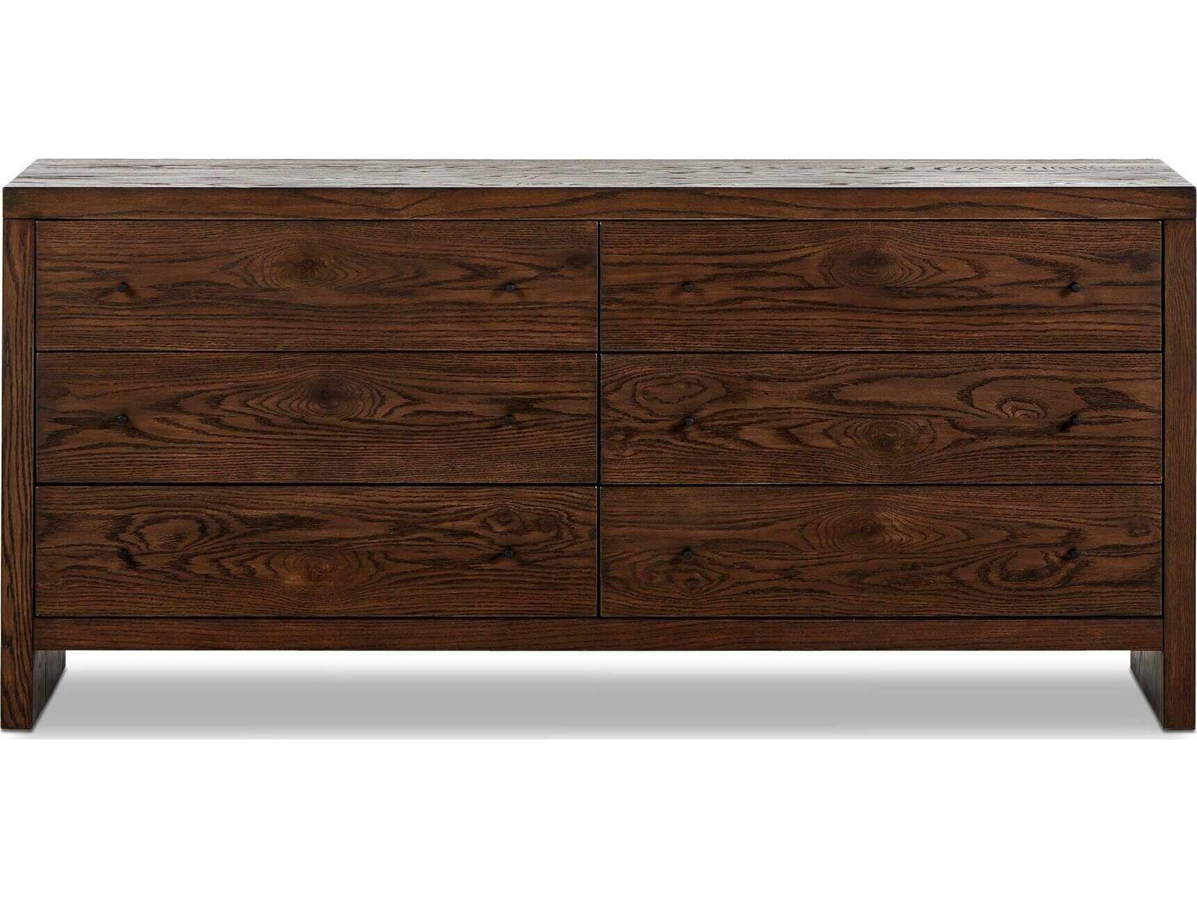 Four Hands Hamilton 6-Drawers Brown Oak Wood Double Dresser
