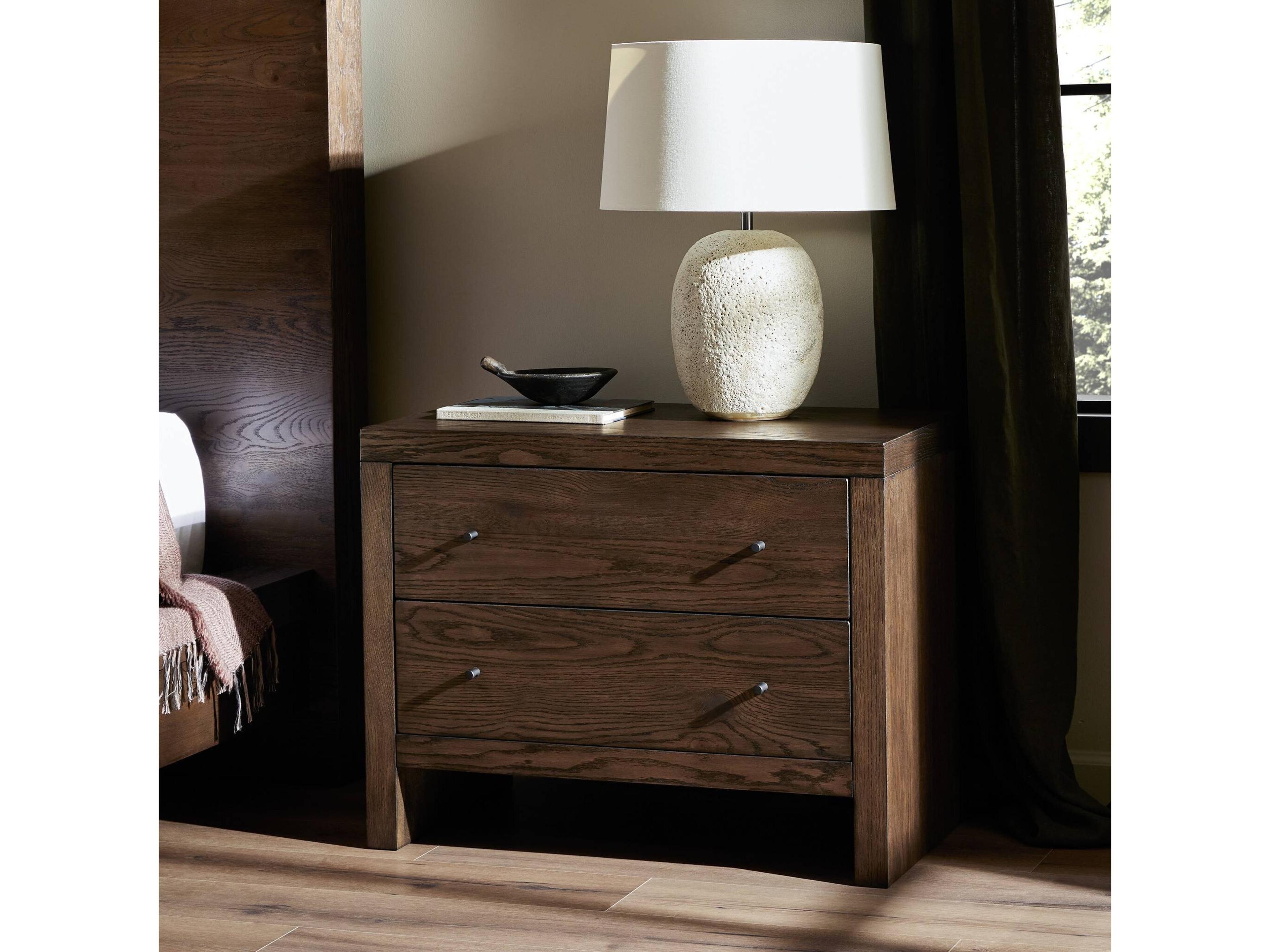 Four Hands Hamilton 2-Drawers Brown Oak Wood Nightstand