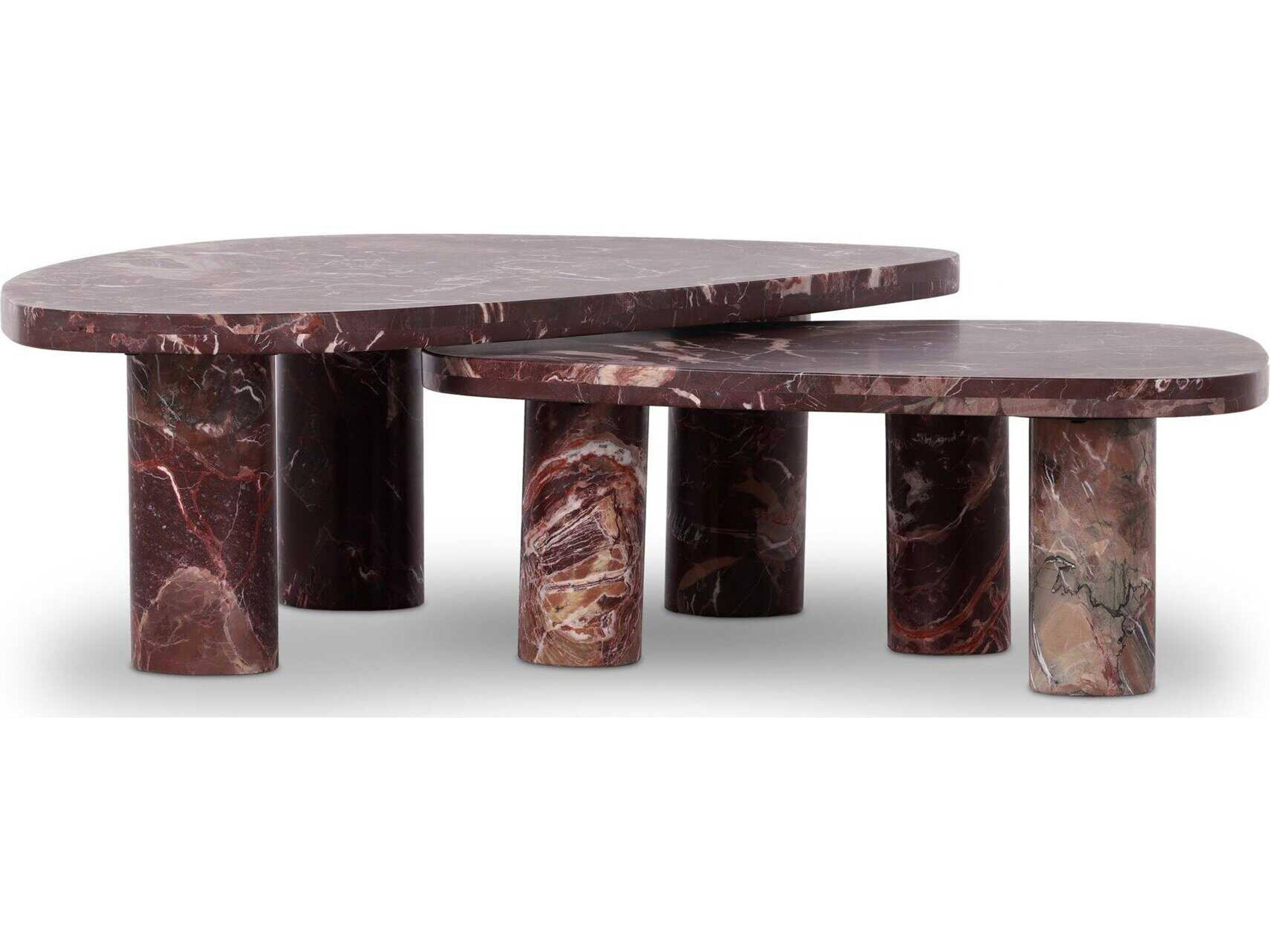Zion Nesting Coffee Table Set Merlot Marble