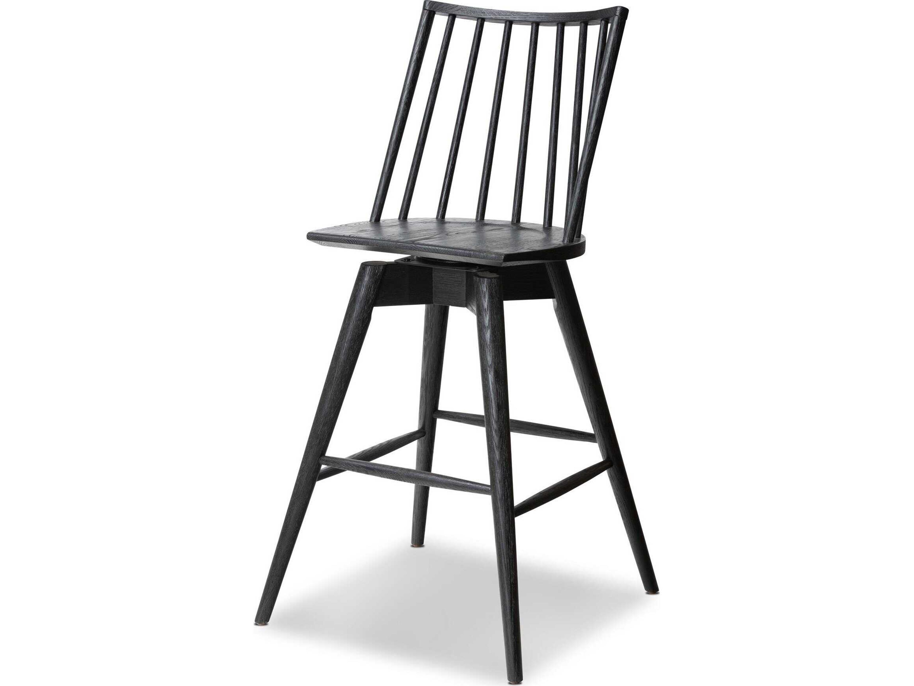 Wallis Lewis Black Oak Wood Swivel Bar Stool