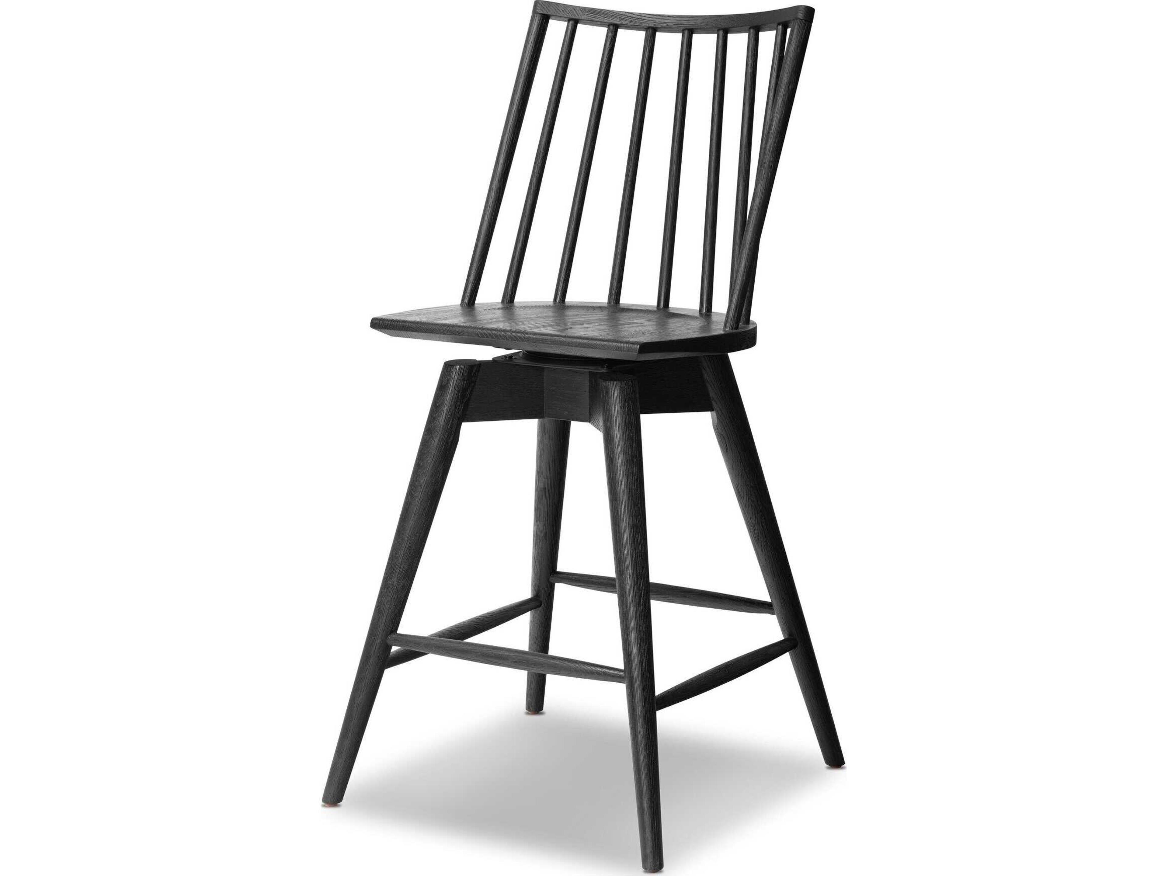 Wallis Lewis Black Oak Wood Swivel Counter Stool
