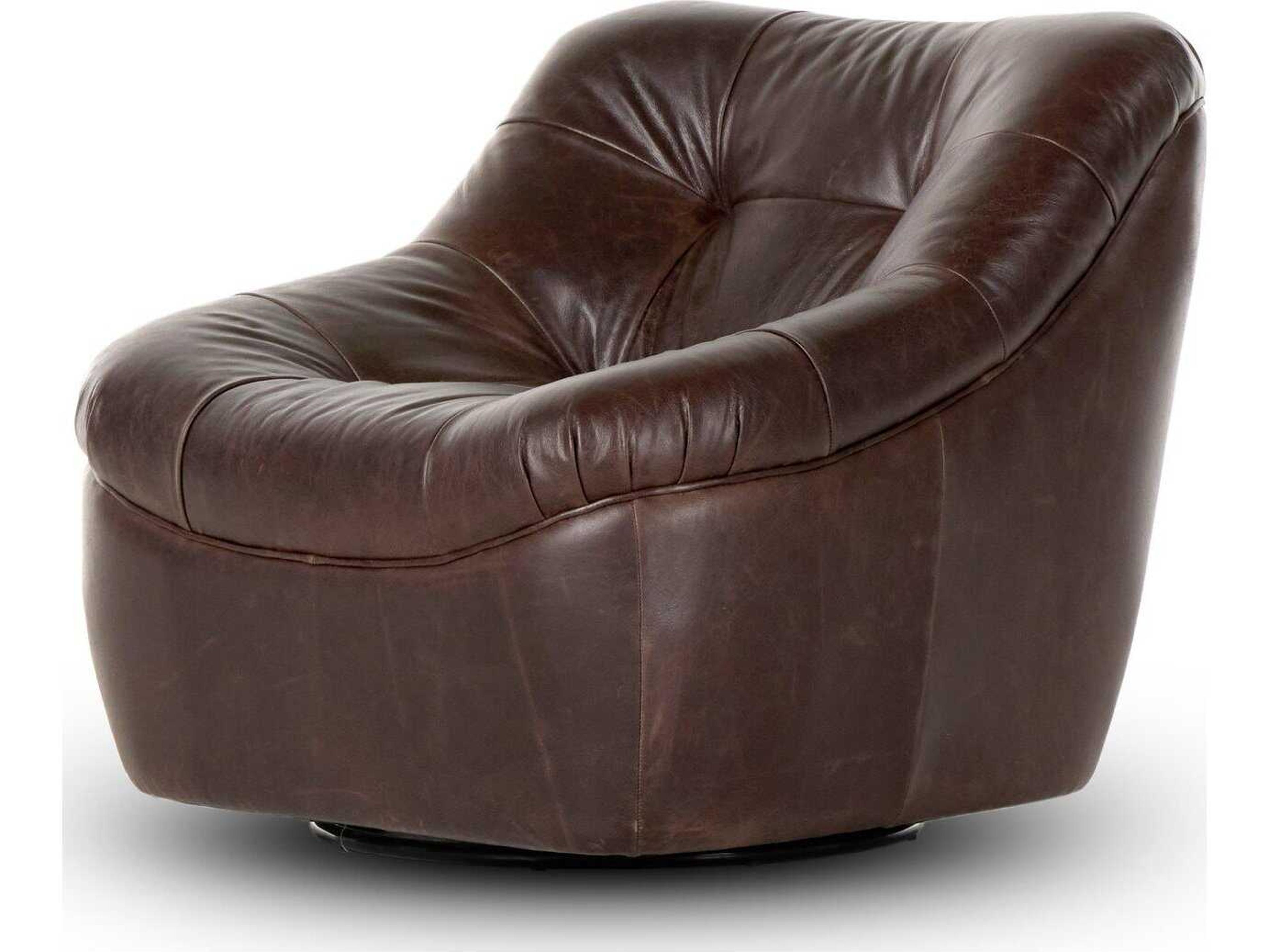 Kensington Farley Swivel Brown Leather Club Chair