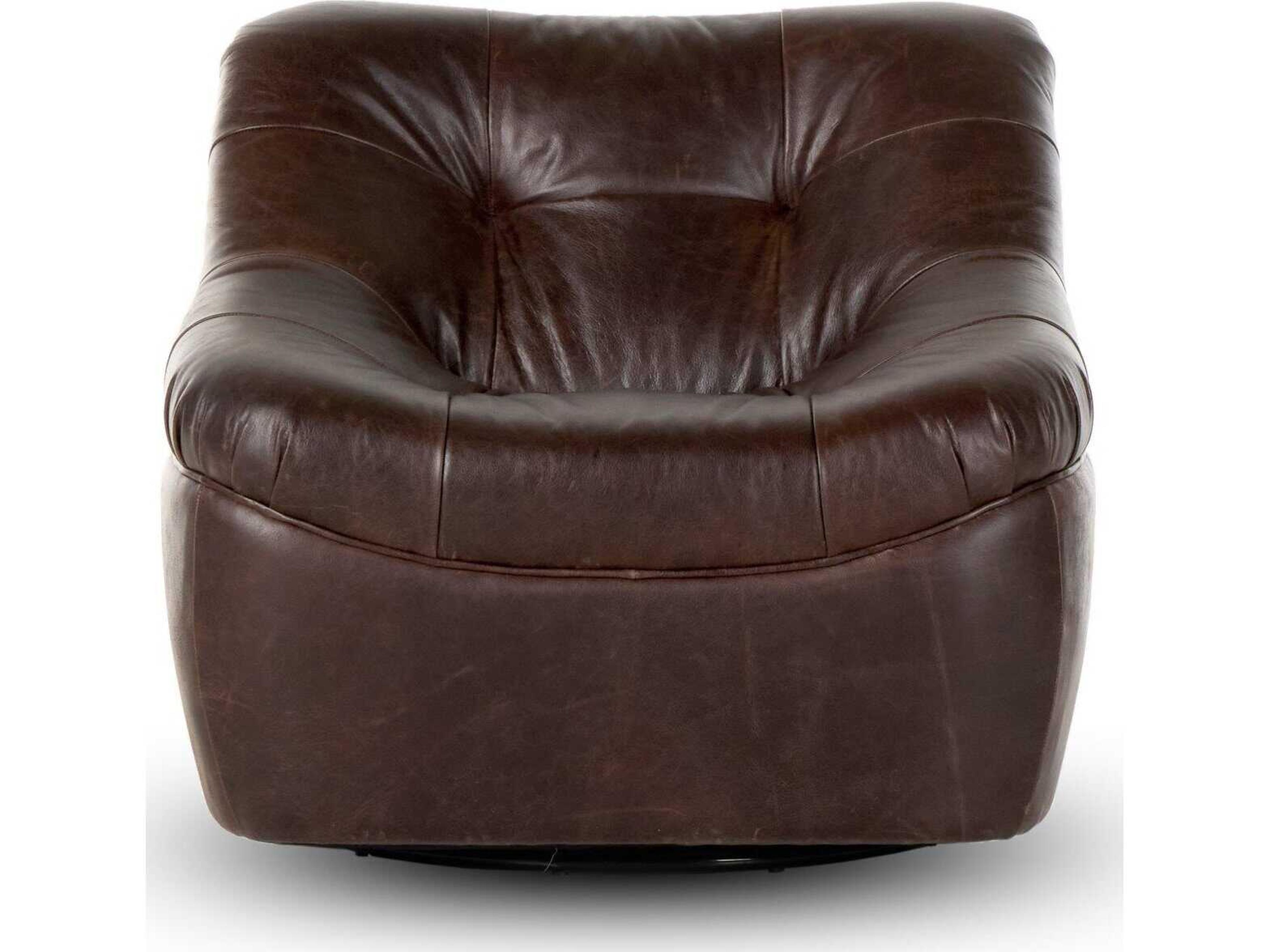 Four Hands Kensington Farley Swivel Brown Leather Club Chair