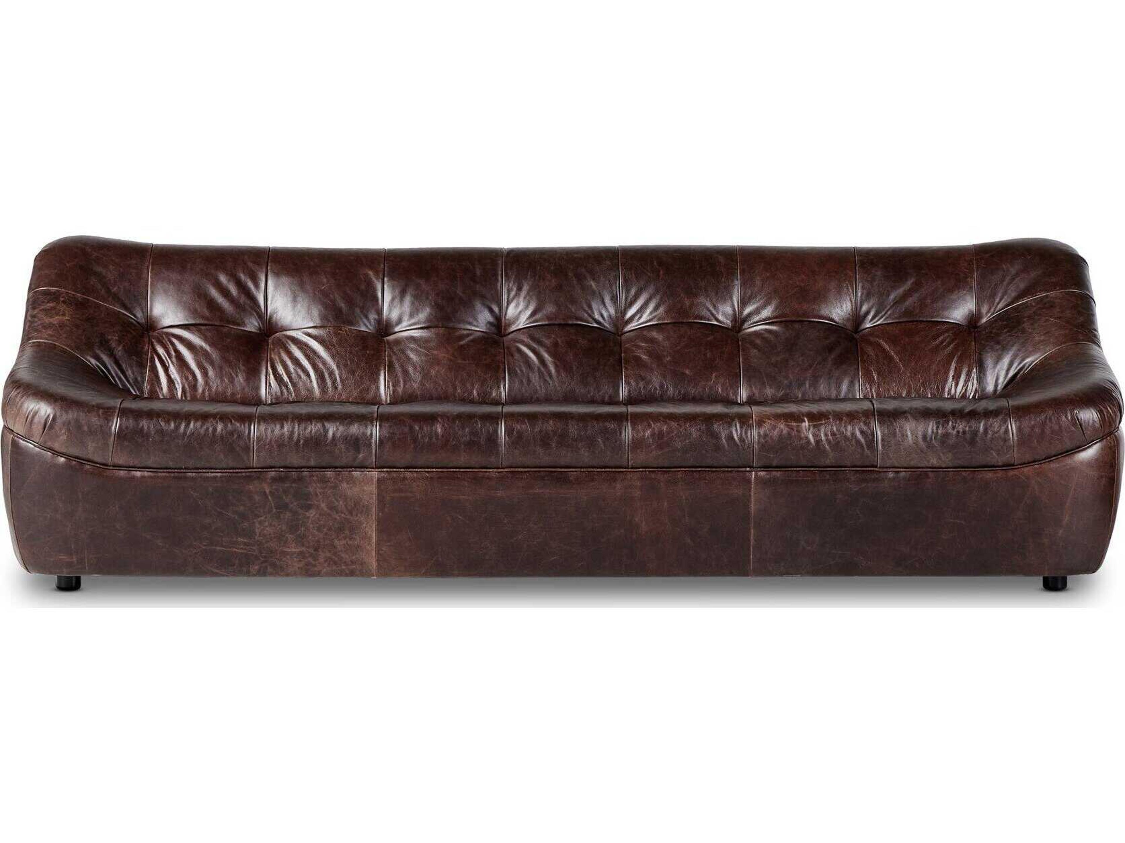 Four Hands Kensington Farley Conroe Cigar Brown Leather Sofa