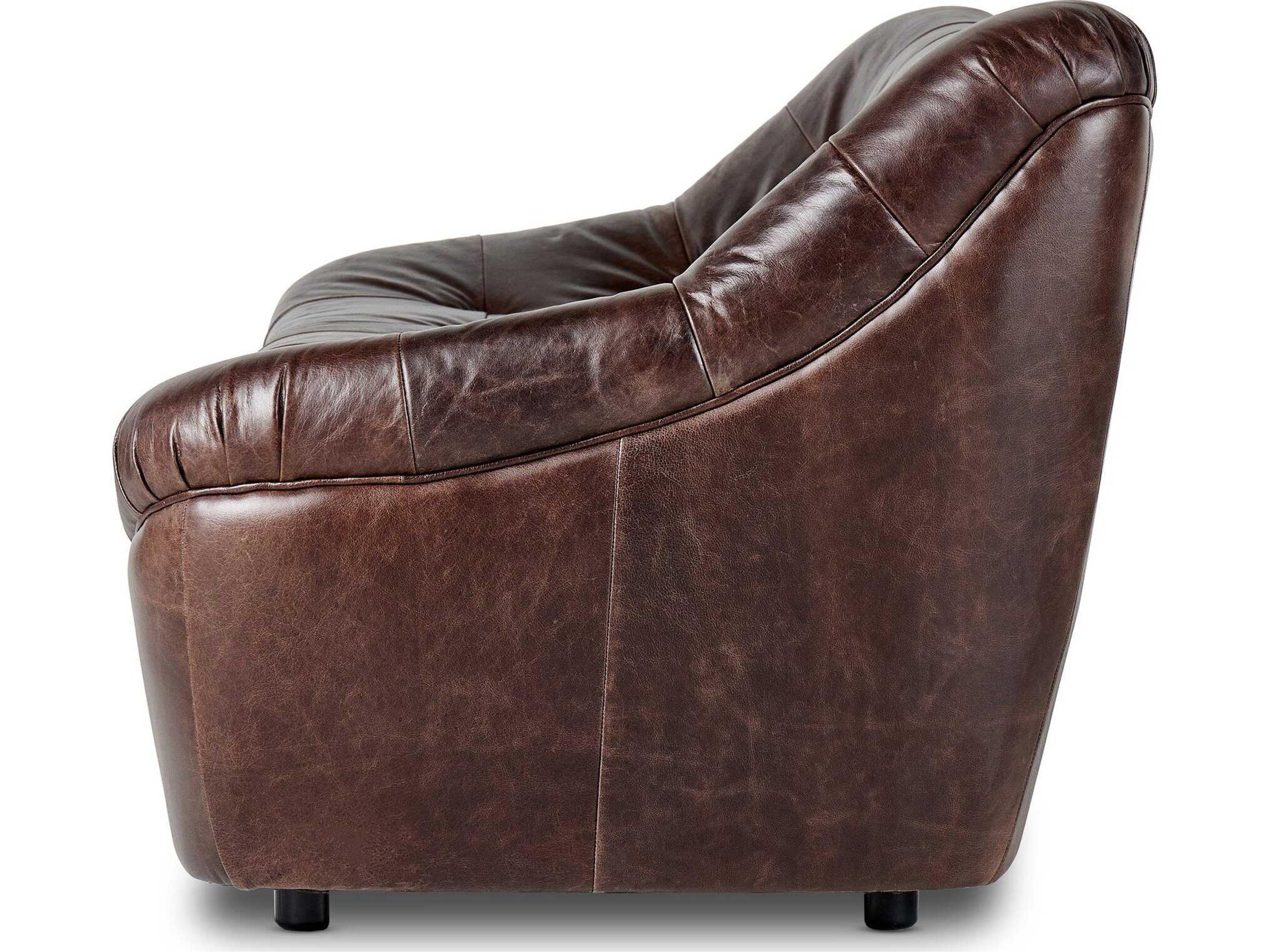 Four Hands Kensington Farley Conroe Cigar Brown Leather Sofa