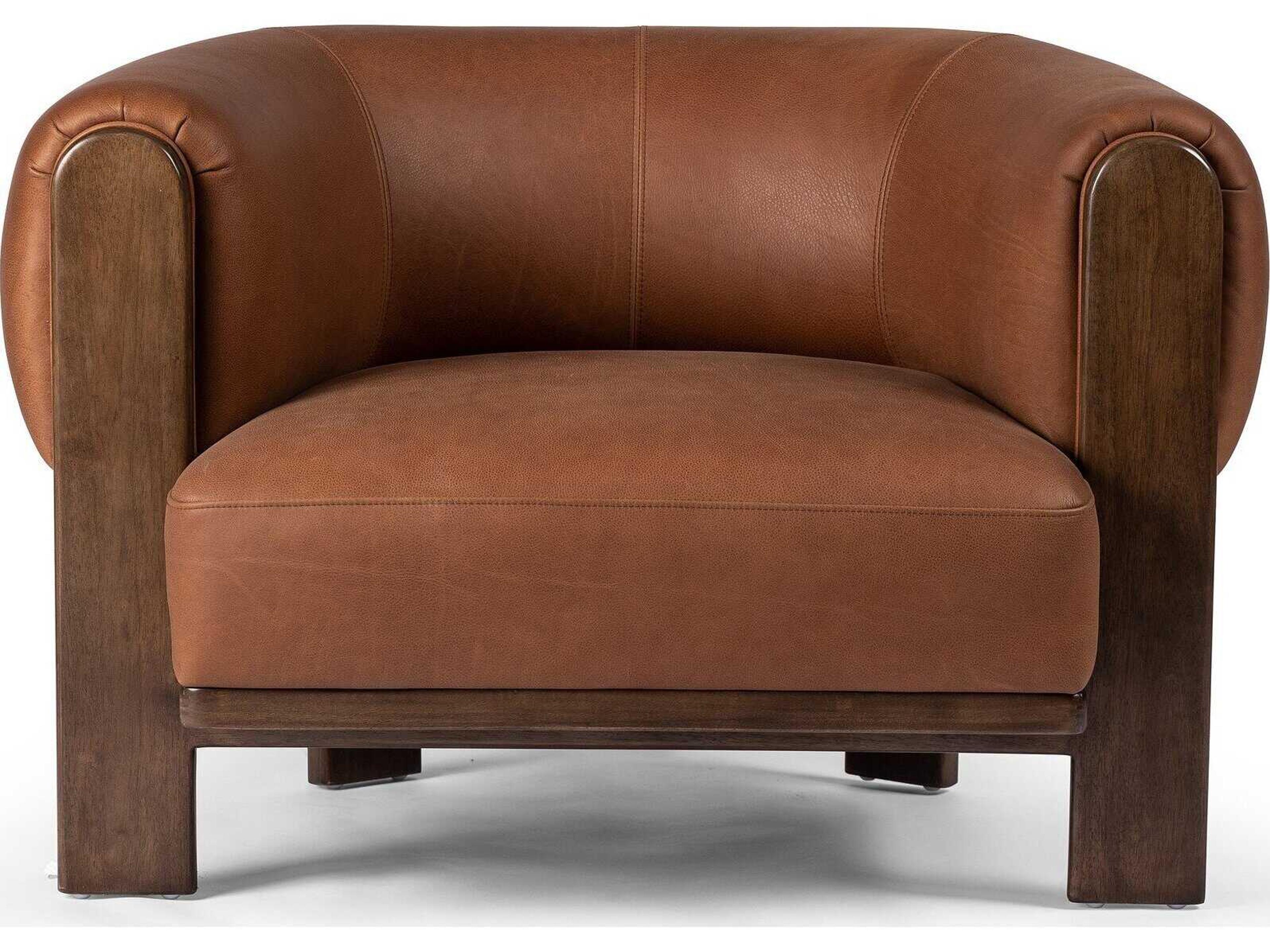 Four Hands Westgate Ira Brown Leather Accent Chair Club