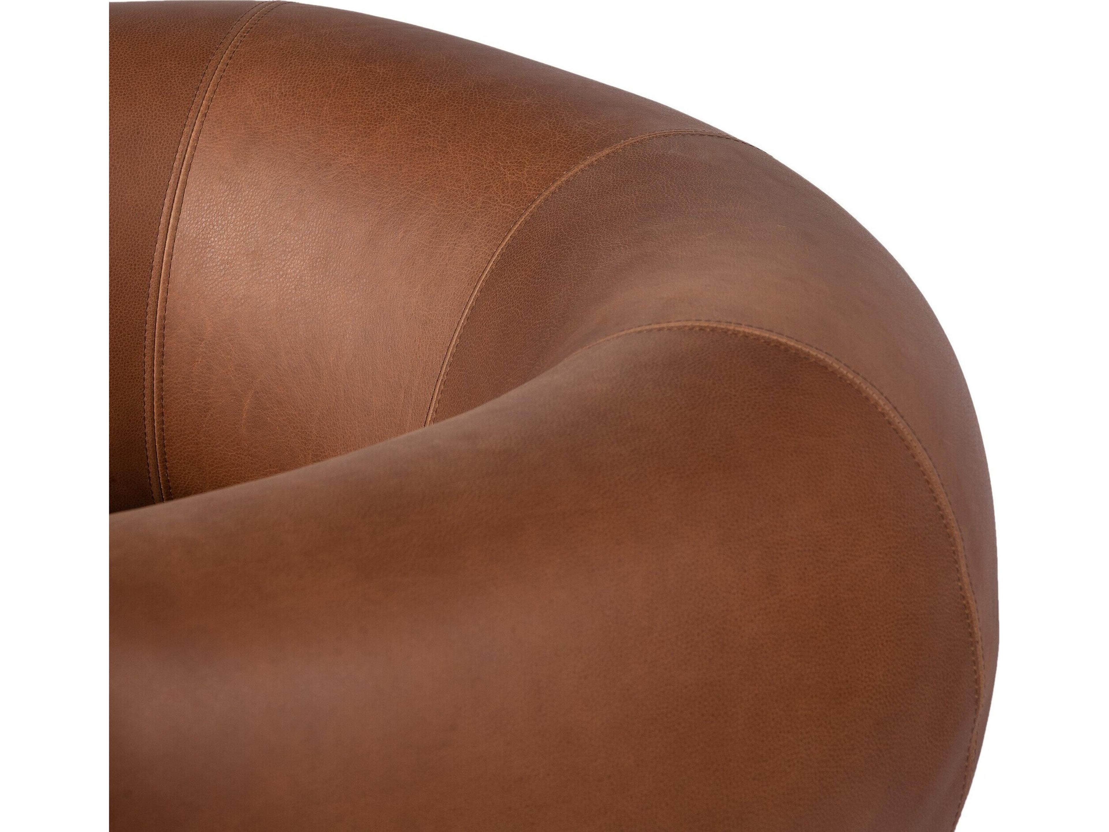 Four Hands Westgate Ira Brown Leather Accent Chair Club