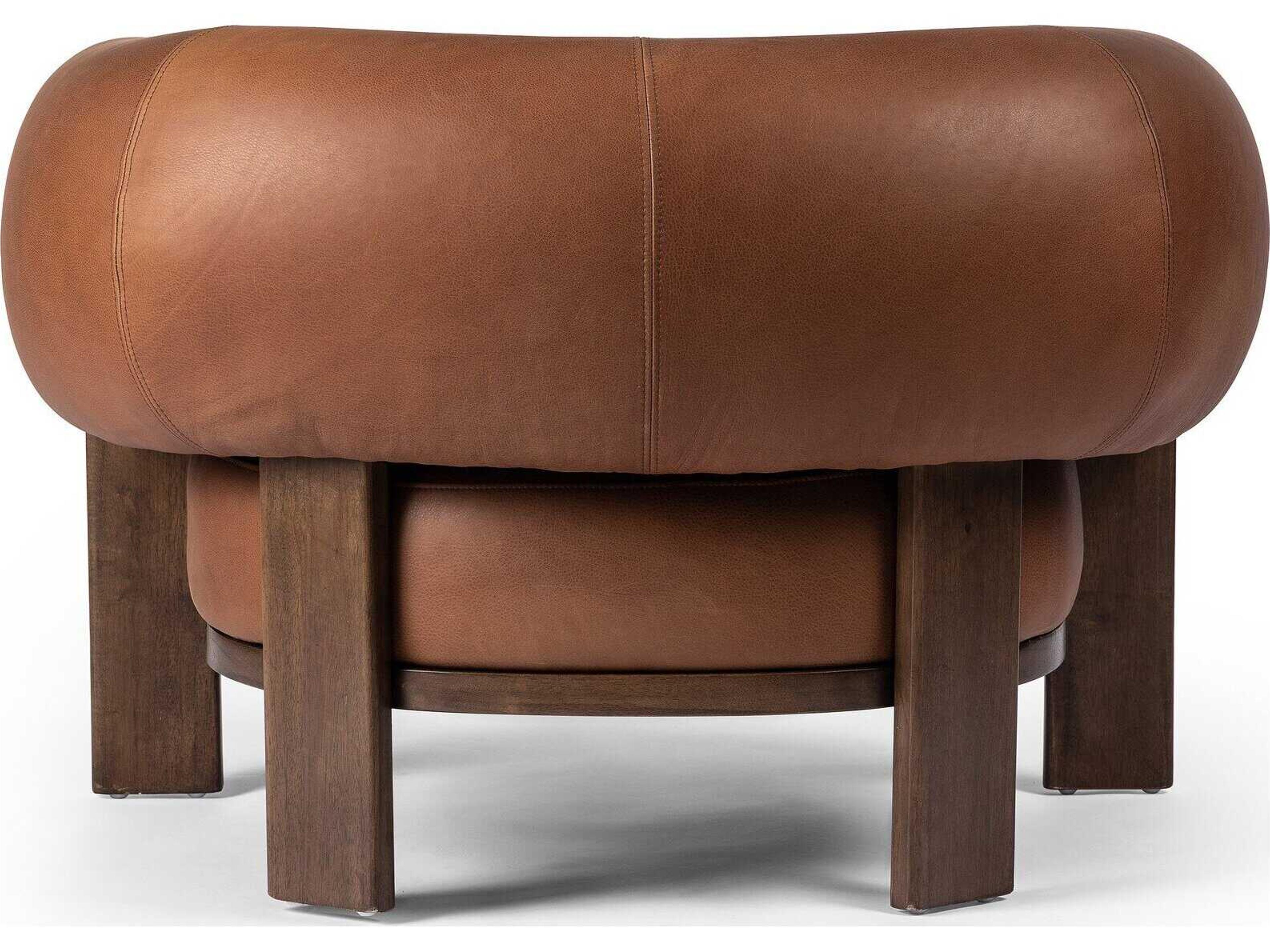 Four Hands Westgate Ira Brown Leather Accent Chair Club