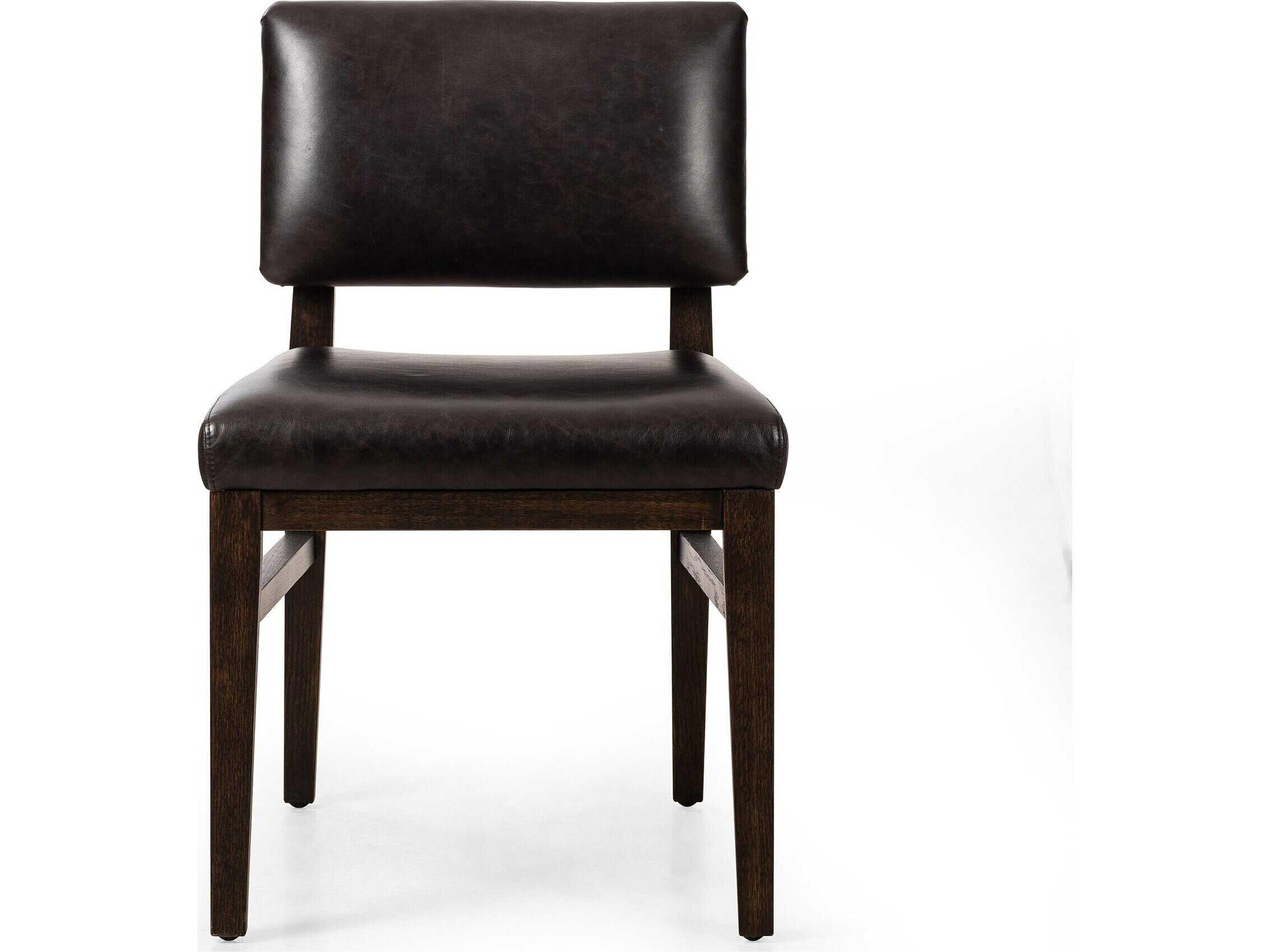 Luxecor Globetrotter Carlo Oak Wood Brown Leather Armless Dining Chair