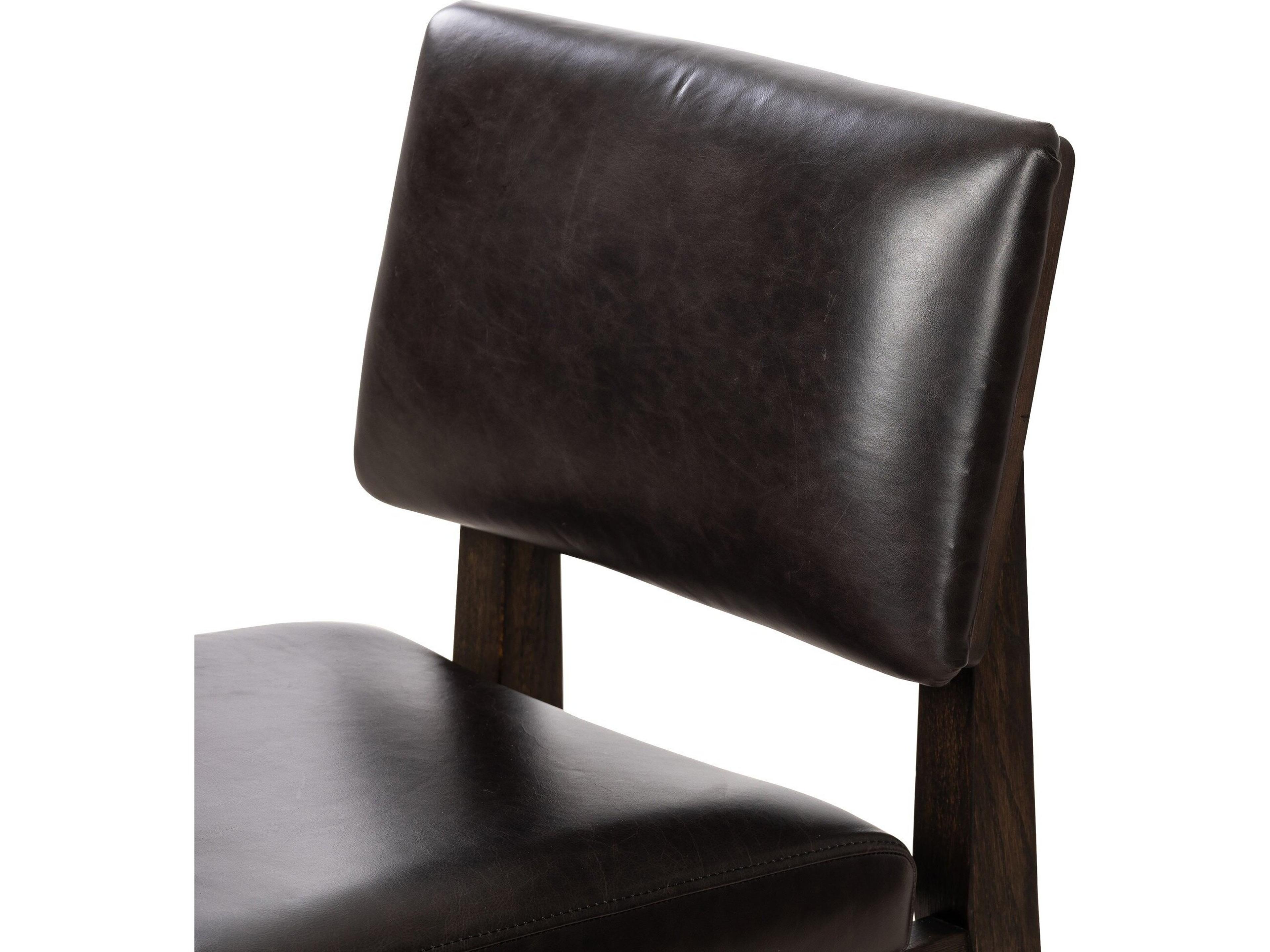 Luxecor Globetrotter Carlo Oak Wood Brown Leather Armless Dining Chair