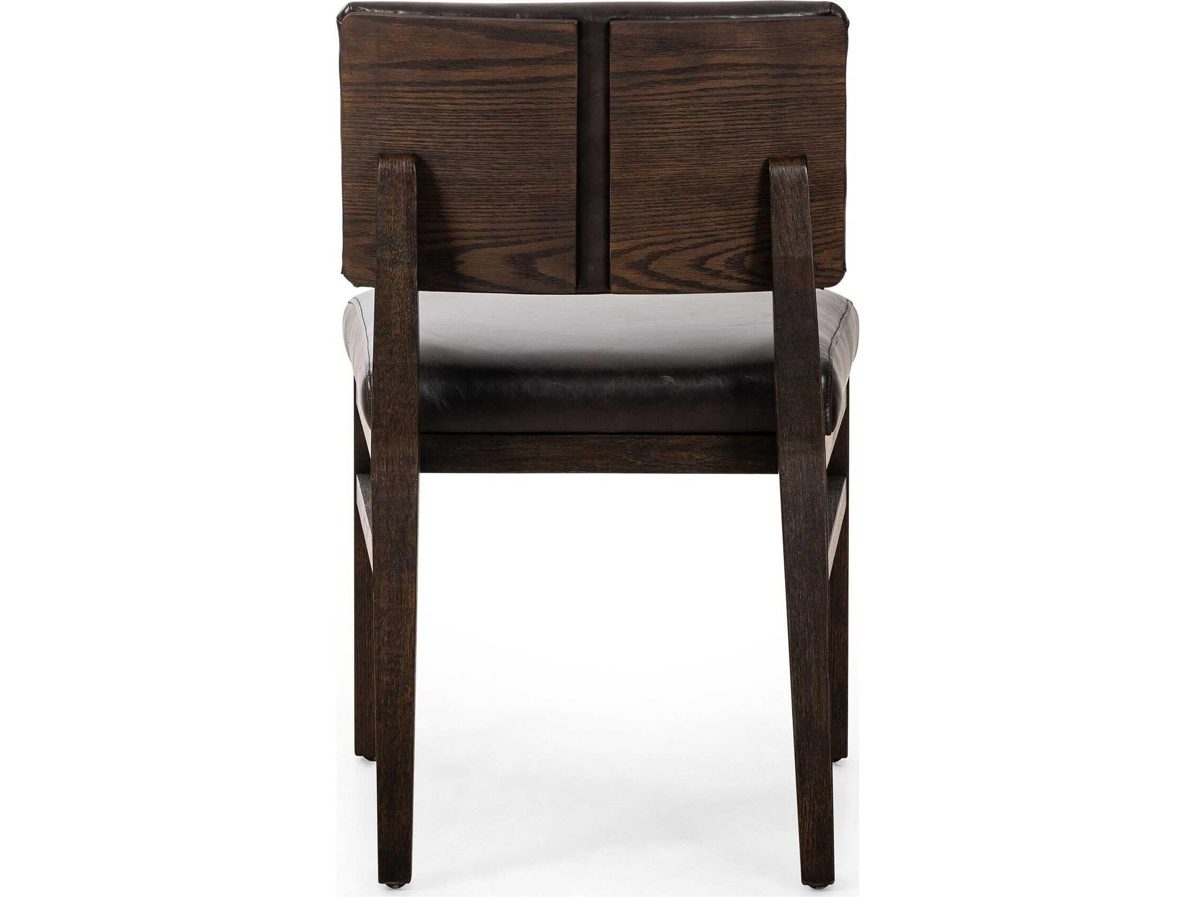 Luxecor Globetrotter Carlo Oak Wood Brown Leather Armless Dining Chair