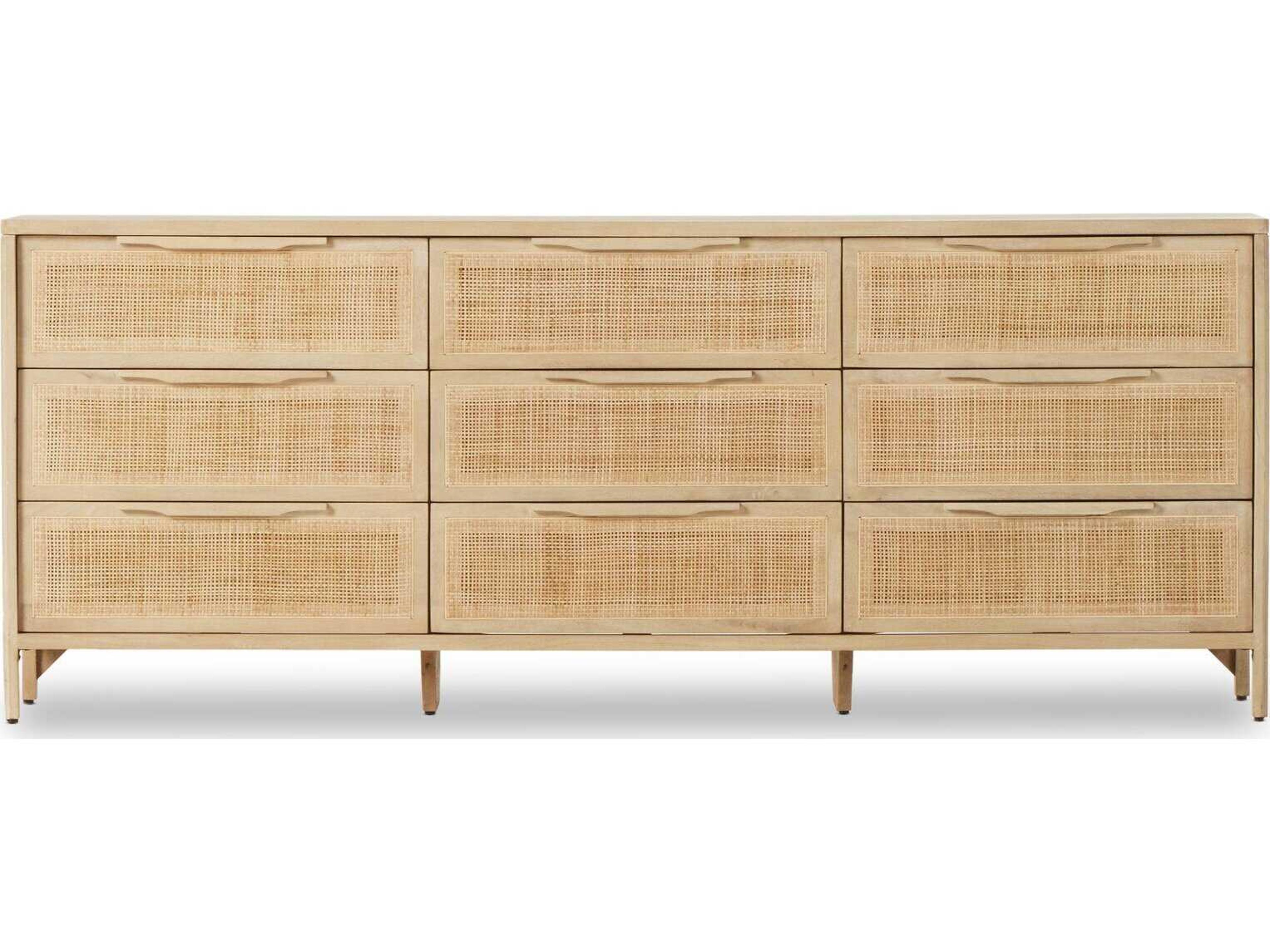Four Hands Prescott 9-Drawers Beige Mango Wood Triple Dresser