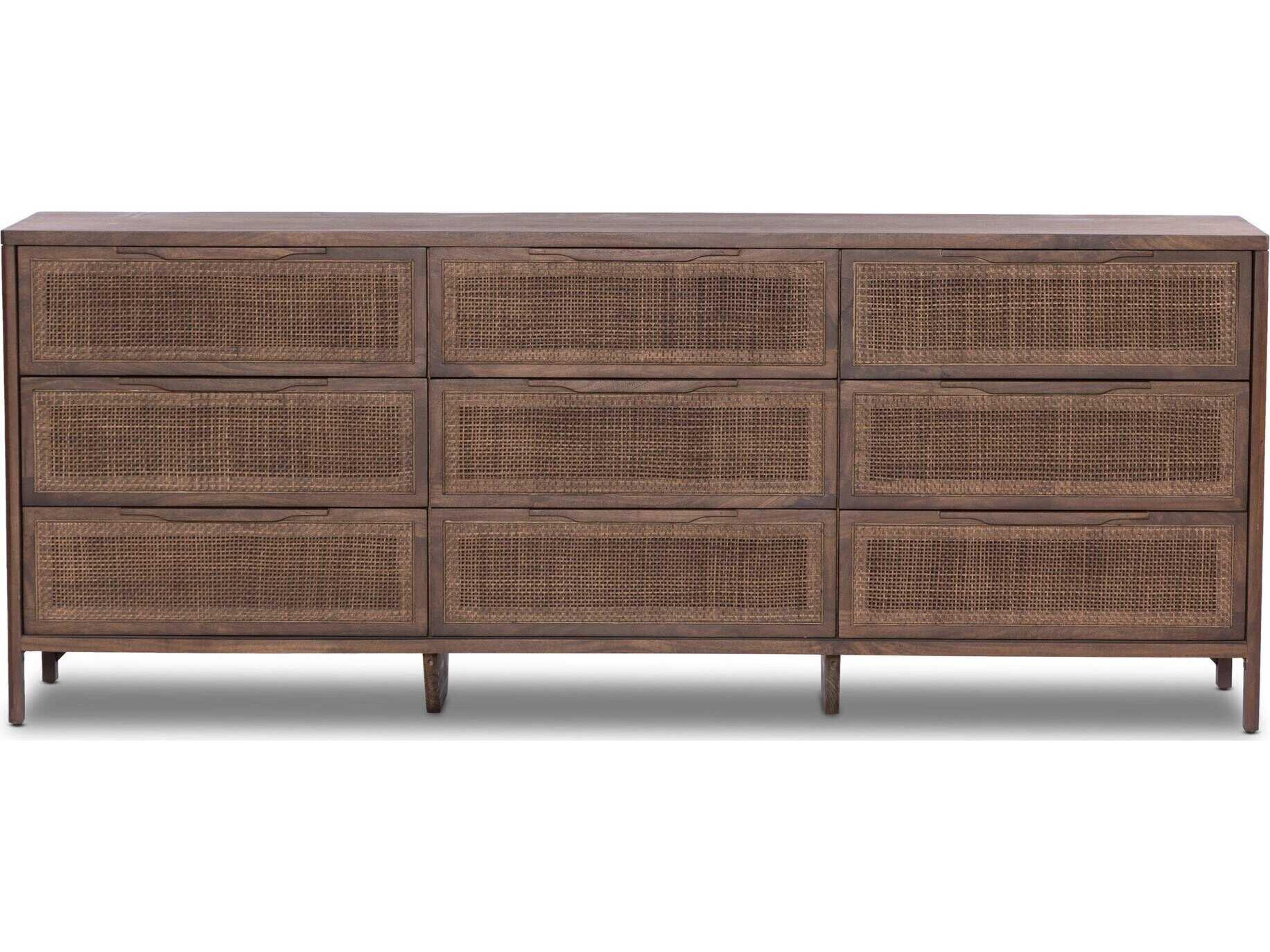 Four Hands Prescott 9-Drawers Mango Wood Triple Dresser