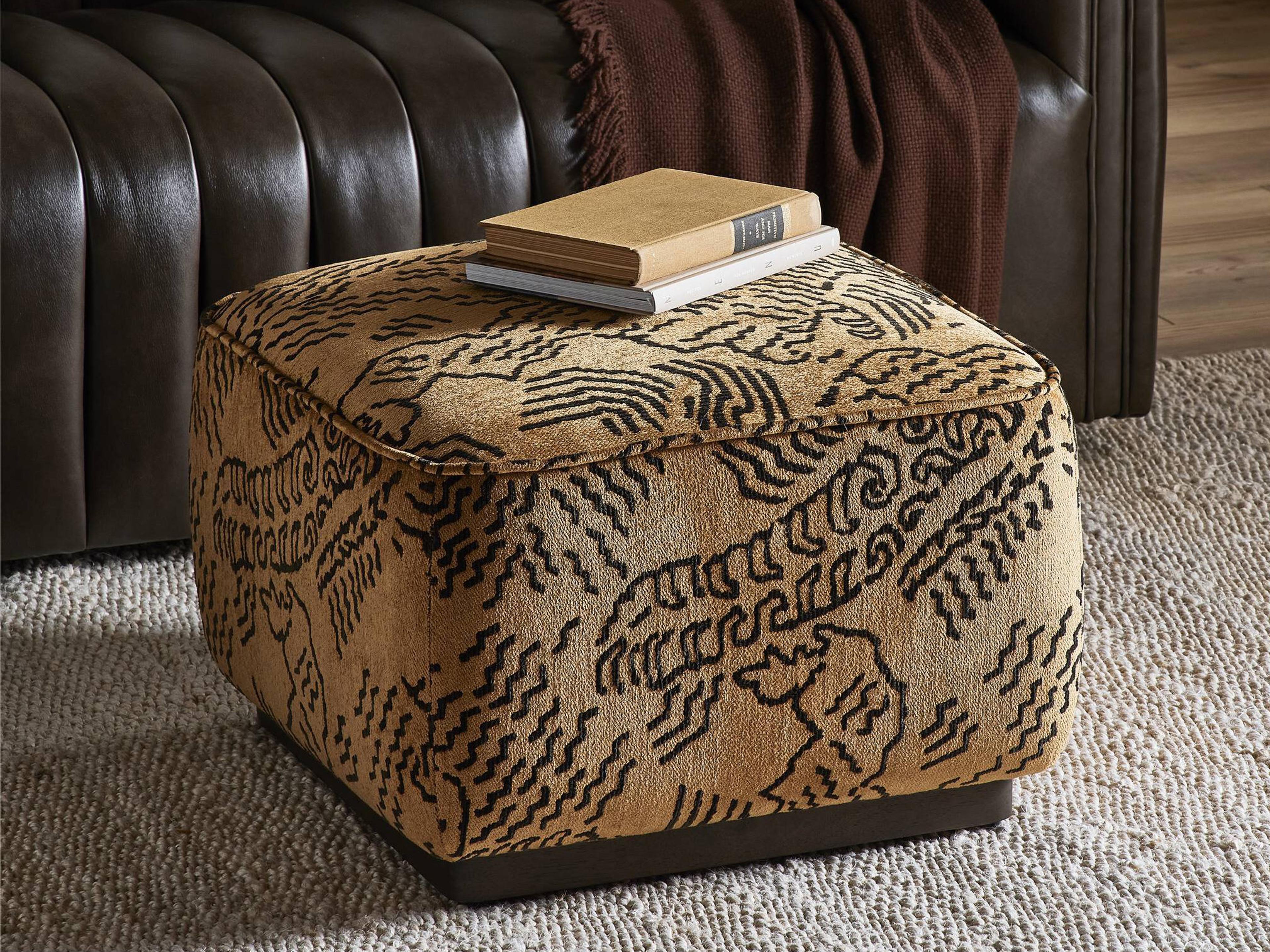 Luxecor Globetrotter Sinclair Balkan Ochre Upholstered Square Ottoman