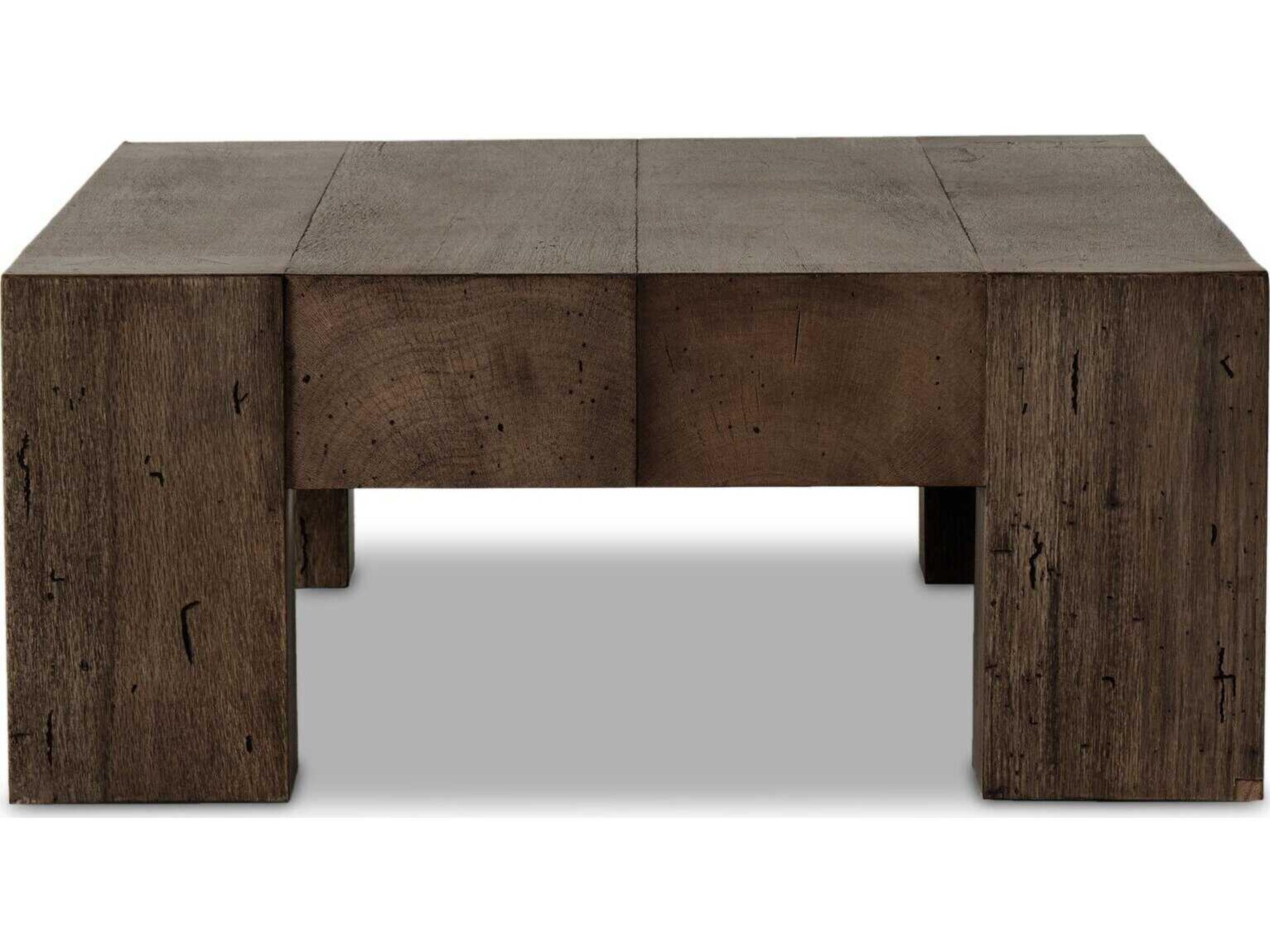 Four Hands Wesson Abaso Rectangular Ebony Rustic Wormwood Oak Coffee Table