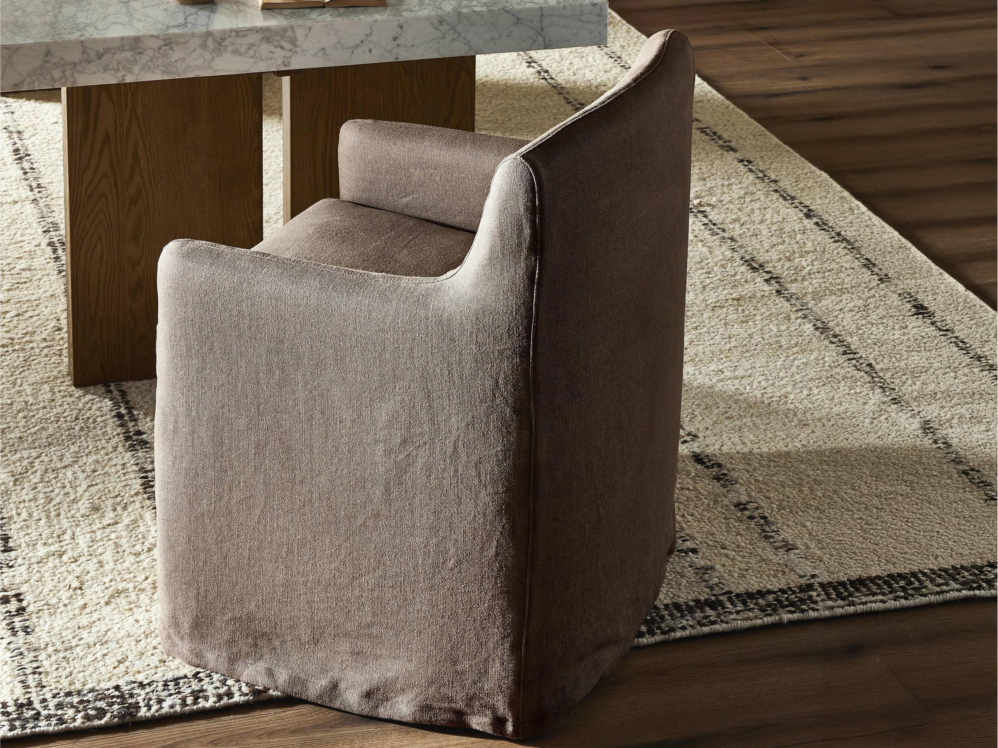 Four Hands Kensington Brown Upholstered Arm Dining Chair