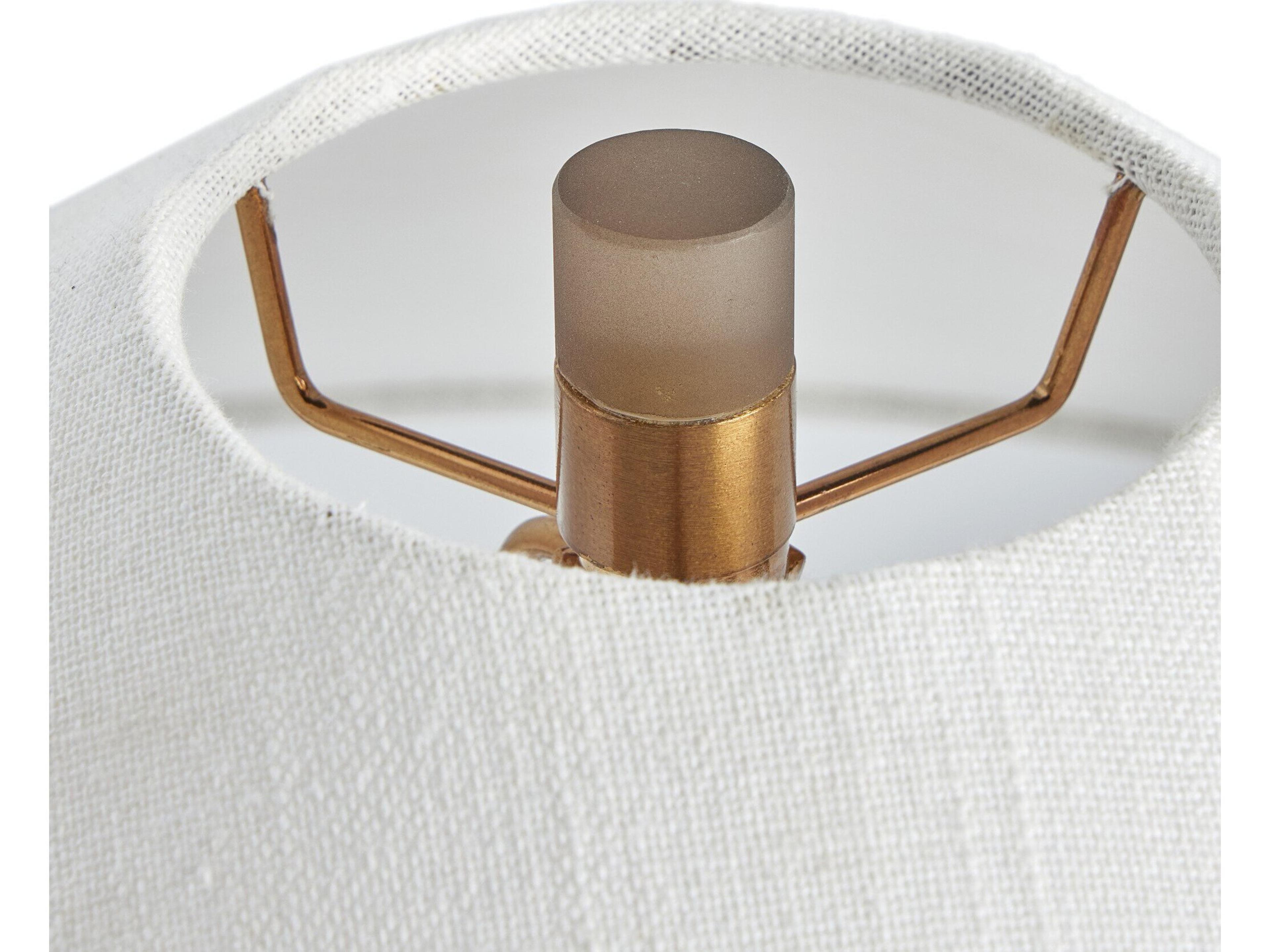 Four Hands Hutton Smoked Blown Glass Cream Linen Gray Table Lamp