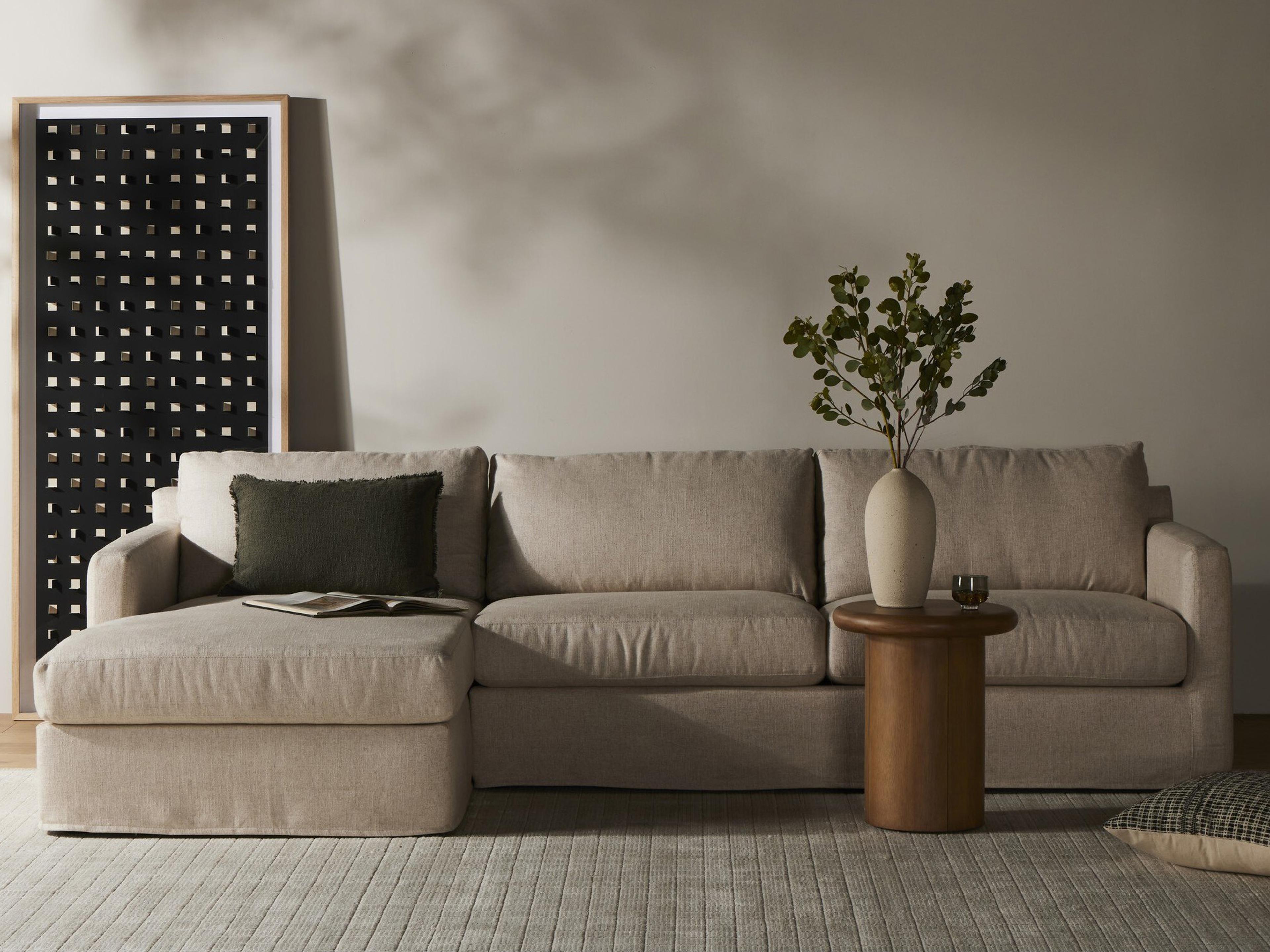 Four Hands Helm Hampton 2 - Piece Beige Upholstered Sectional Sofa with LAF Chaise