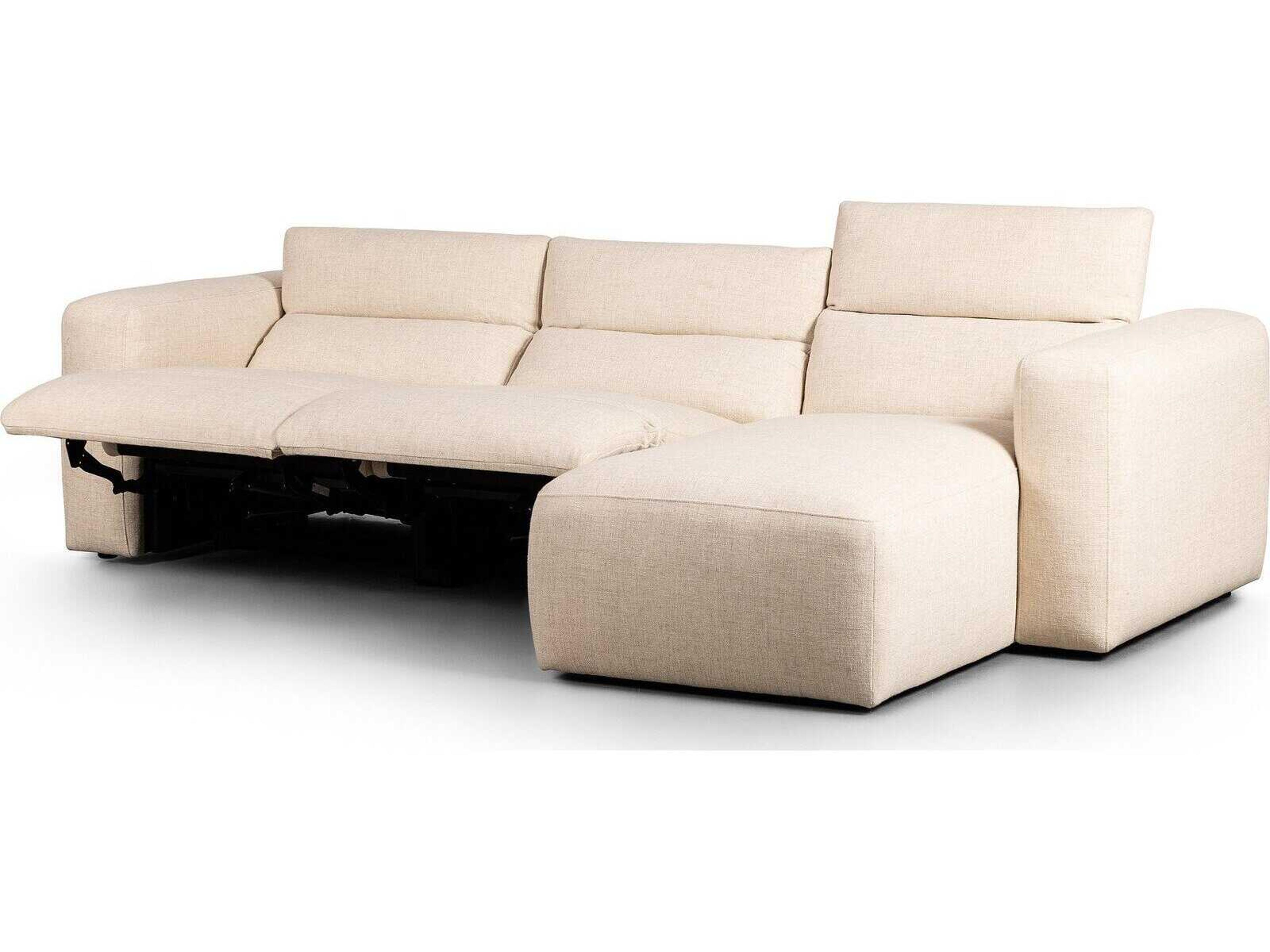 Four Hands Norwood Radley Power Recliner 3 - Piece Cream Upholstered Sectional Sofa with RAF Chaise