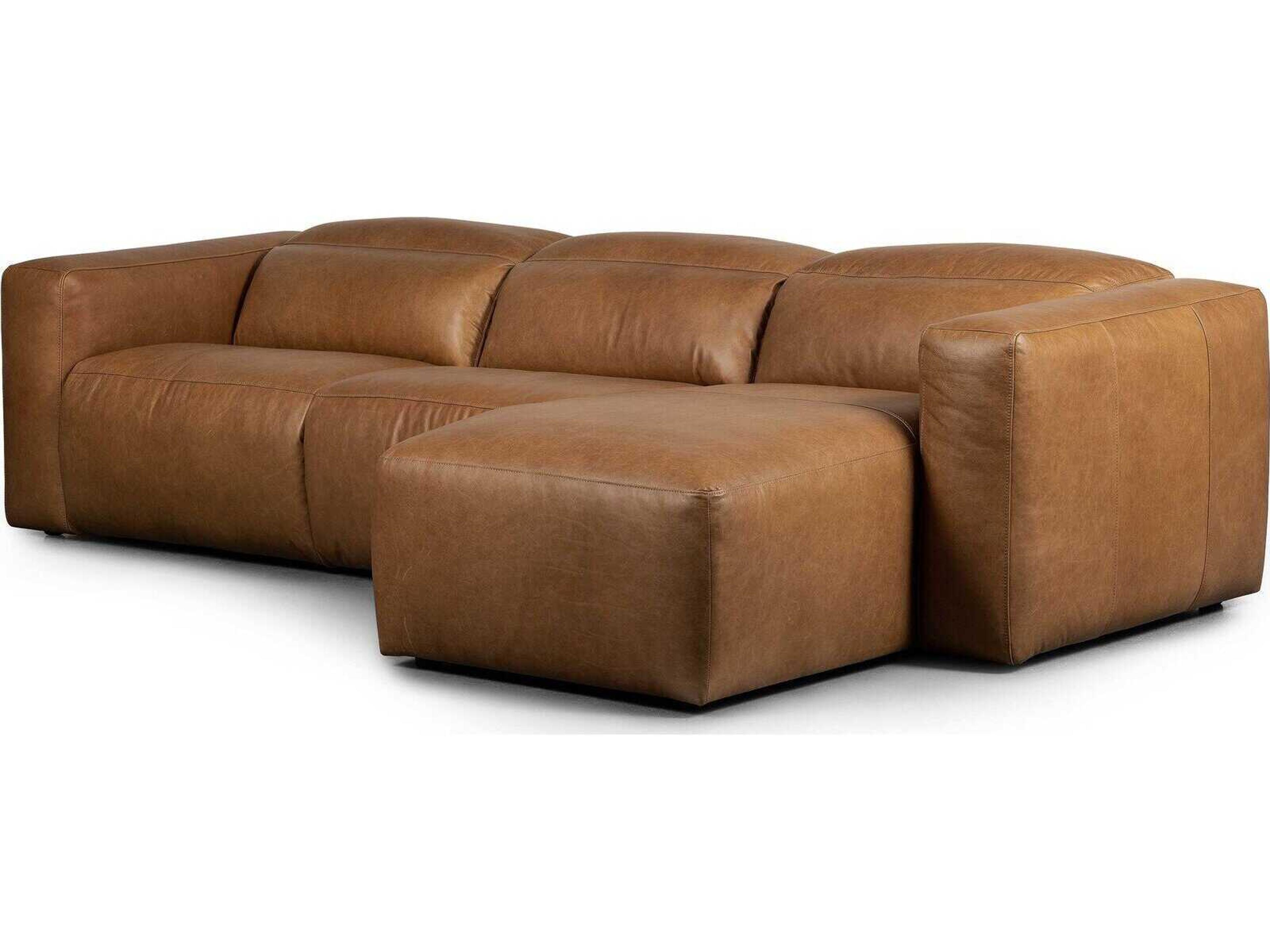 Norwood Radley Power Recliner 3 - Piece Brown Leather Sectional Sofa with RAF Chaise