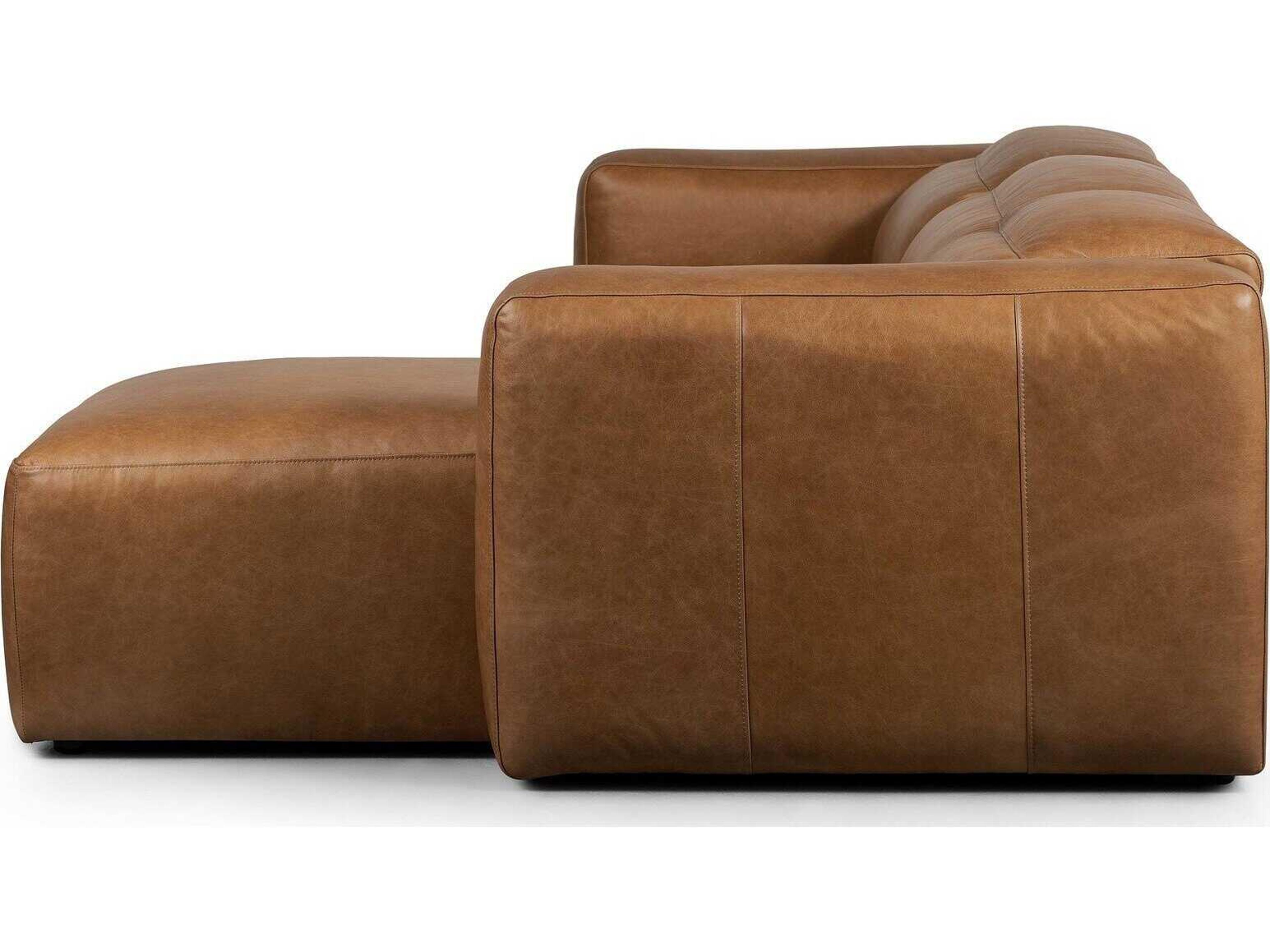 Four Hands Norwood Radley Power Recliner 3 - Piece Brown Leather Sectional Sofa with RAF Chaise