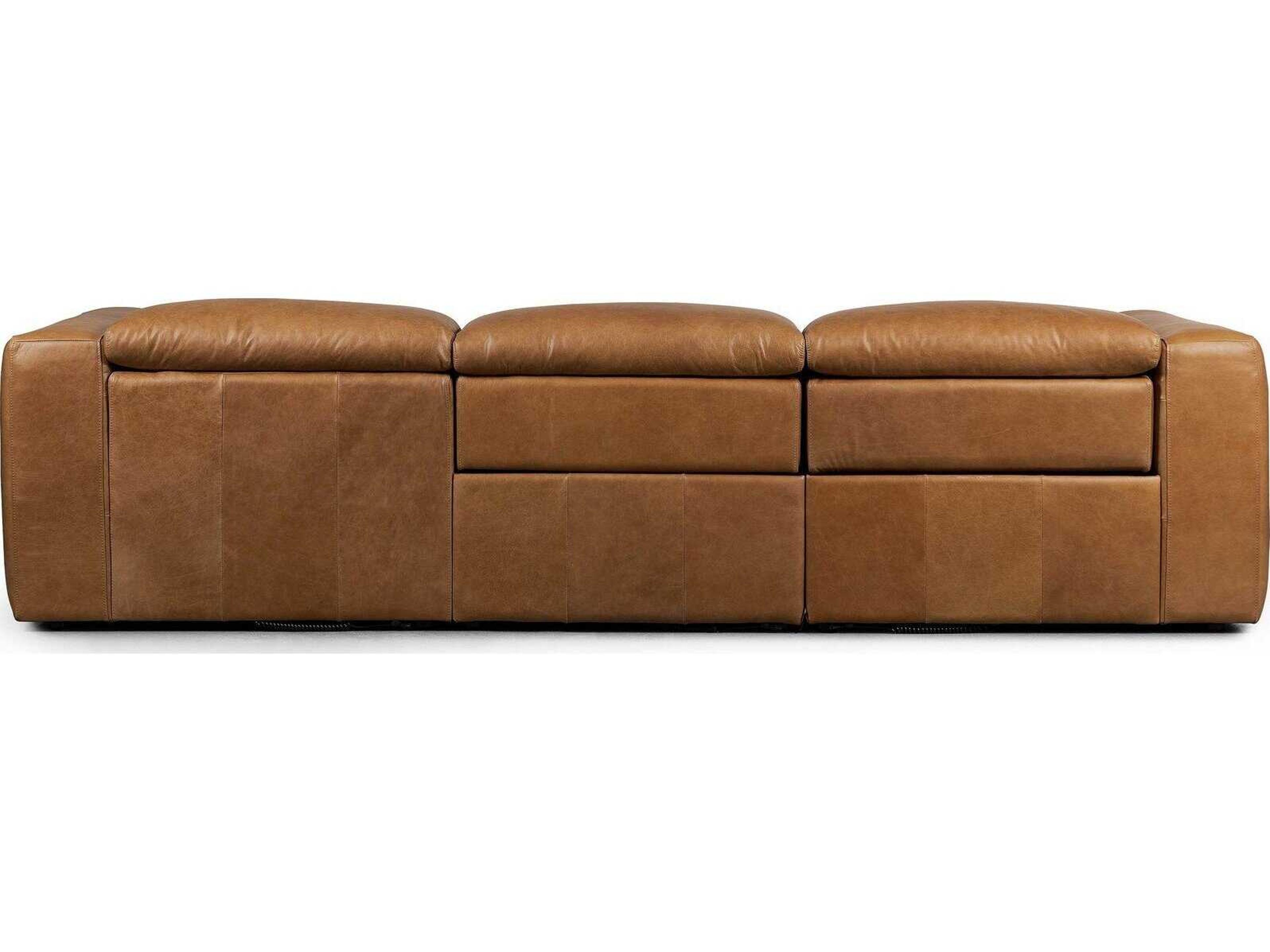 Four Hands Norwood Radley Power Recliner 3 - Piece Brown Leather Sectional Sofa with RAF Chaise