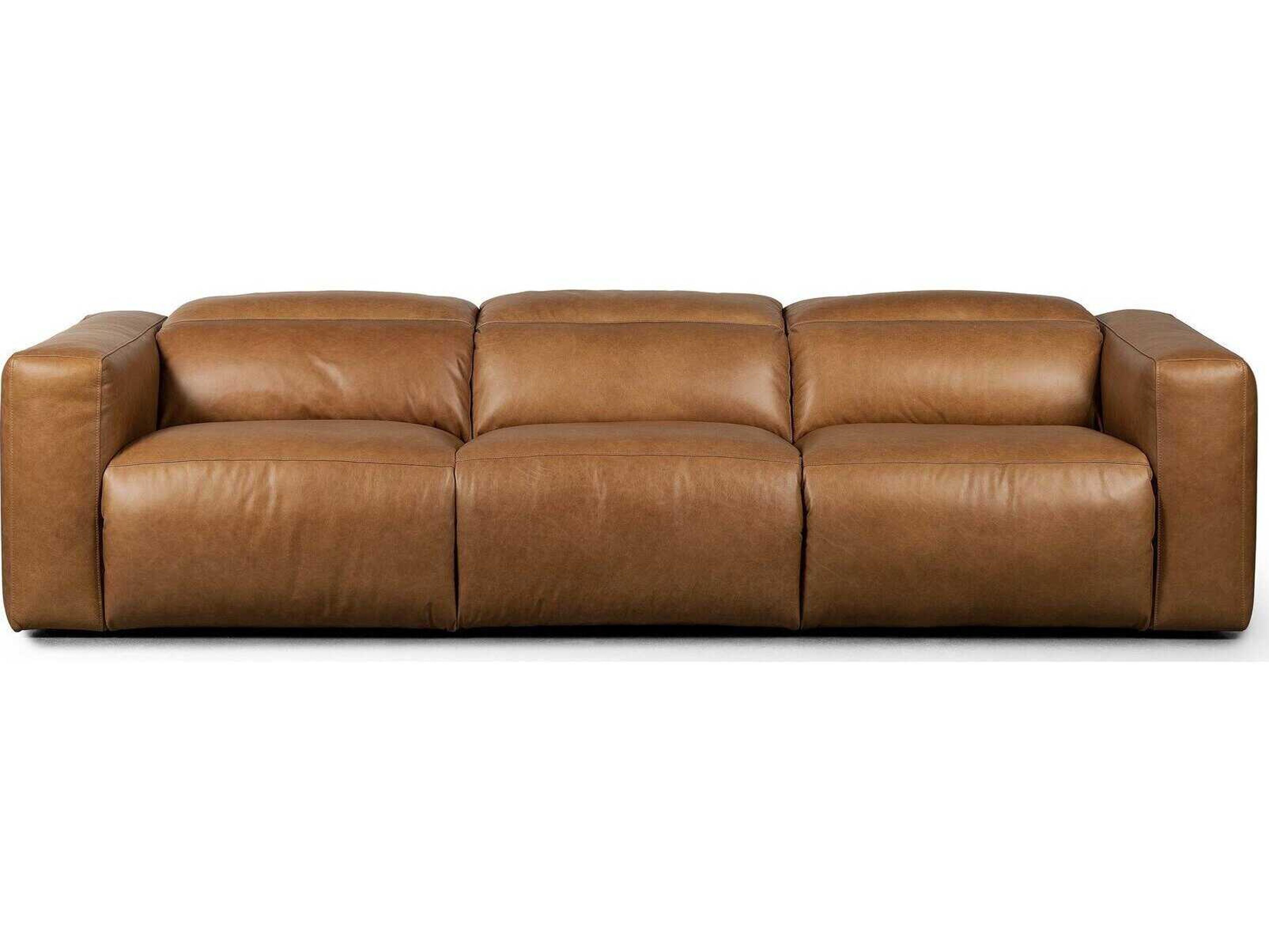 Four Hands Norwood Radley Power Recliner 3 - Piece Wide Brown Leather Sofa