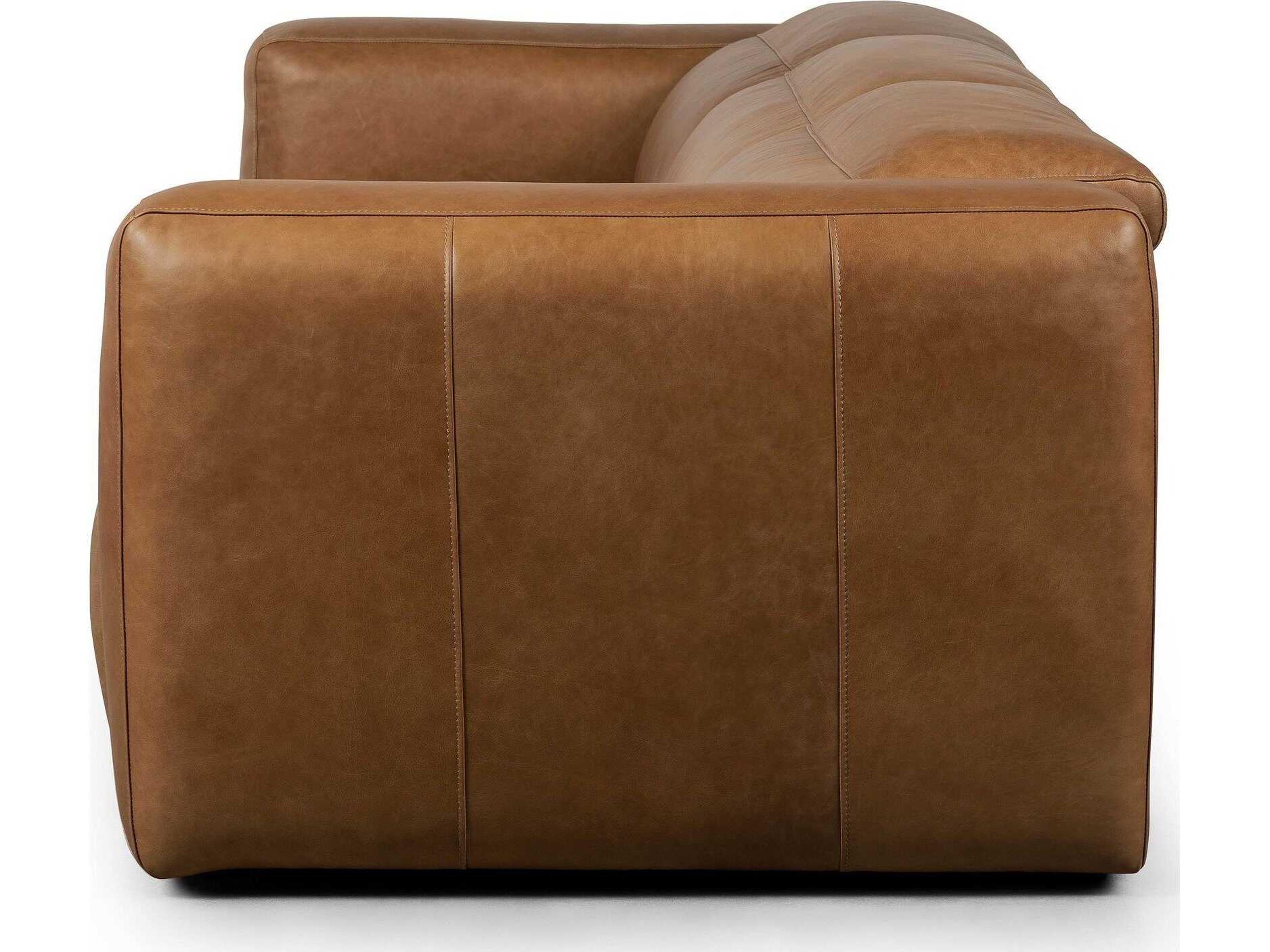 Four Hands Norwood Radley Power Recliner 3 - Piece Wide Brown Leather Sofa